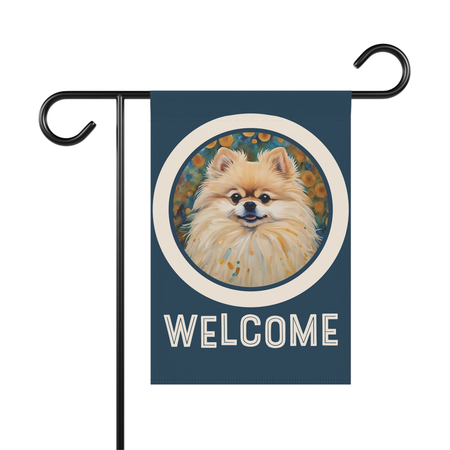 Pomeranian Welcome 2-Sided Garden & House Flag/Banner