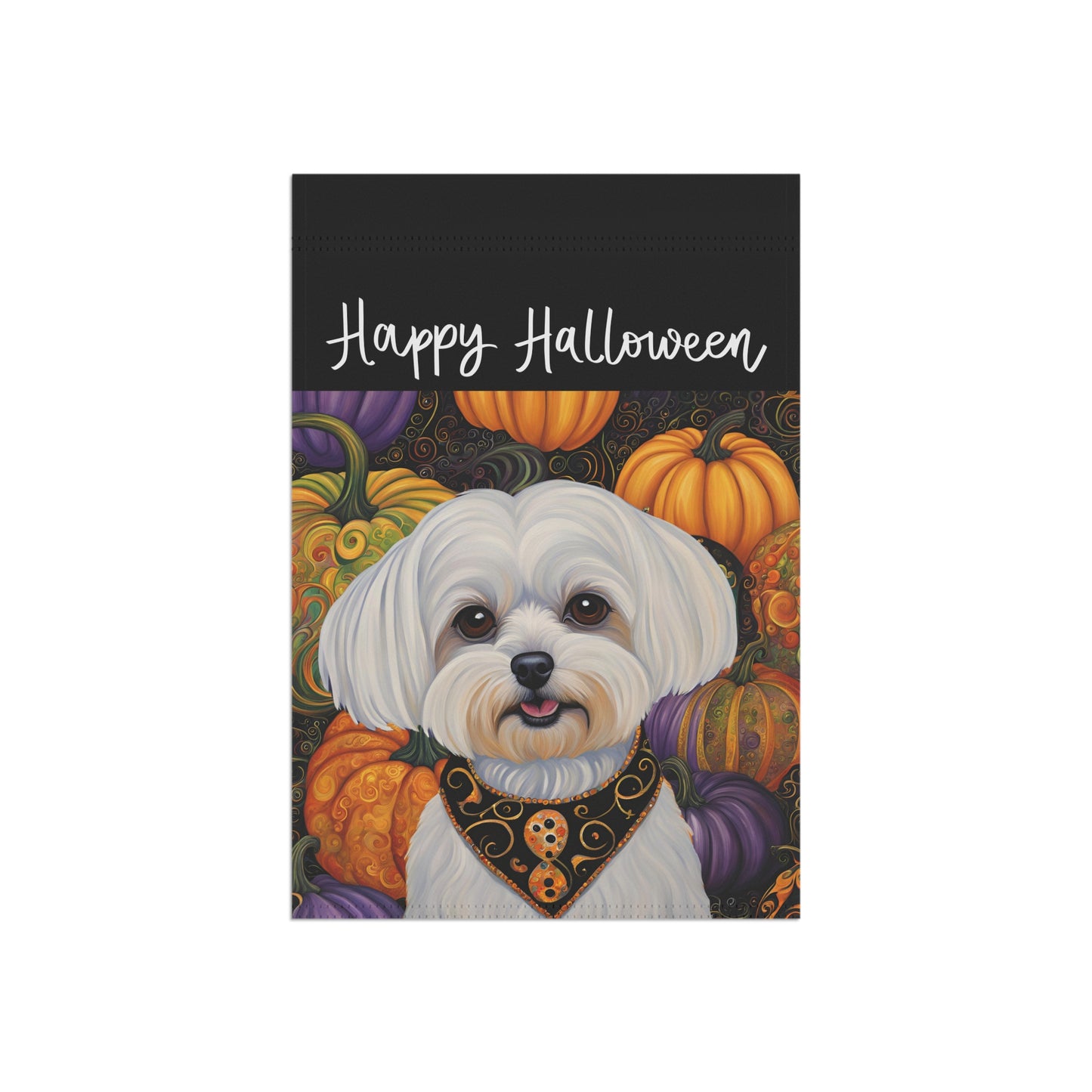 Maltese Happy Halloween 2-Sided Garden & House Flag/Banner