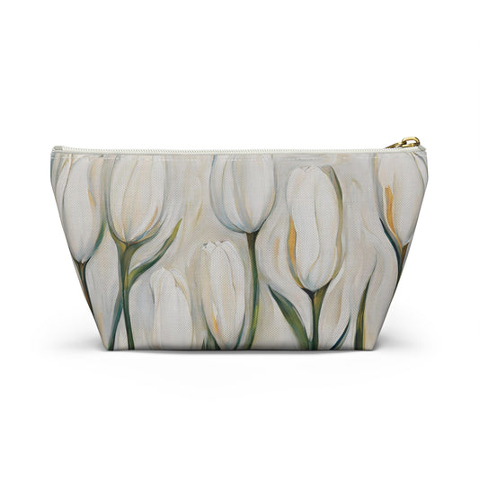 White Tulips Accessory Pouch w T-bottom