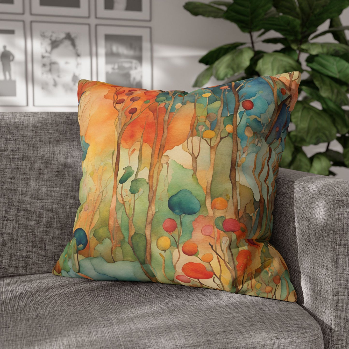 Guthrie Watercolor Square Poly Canvas Pillowcase