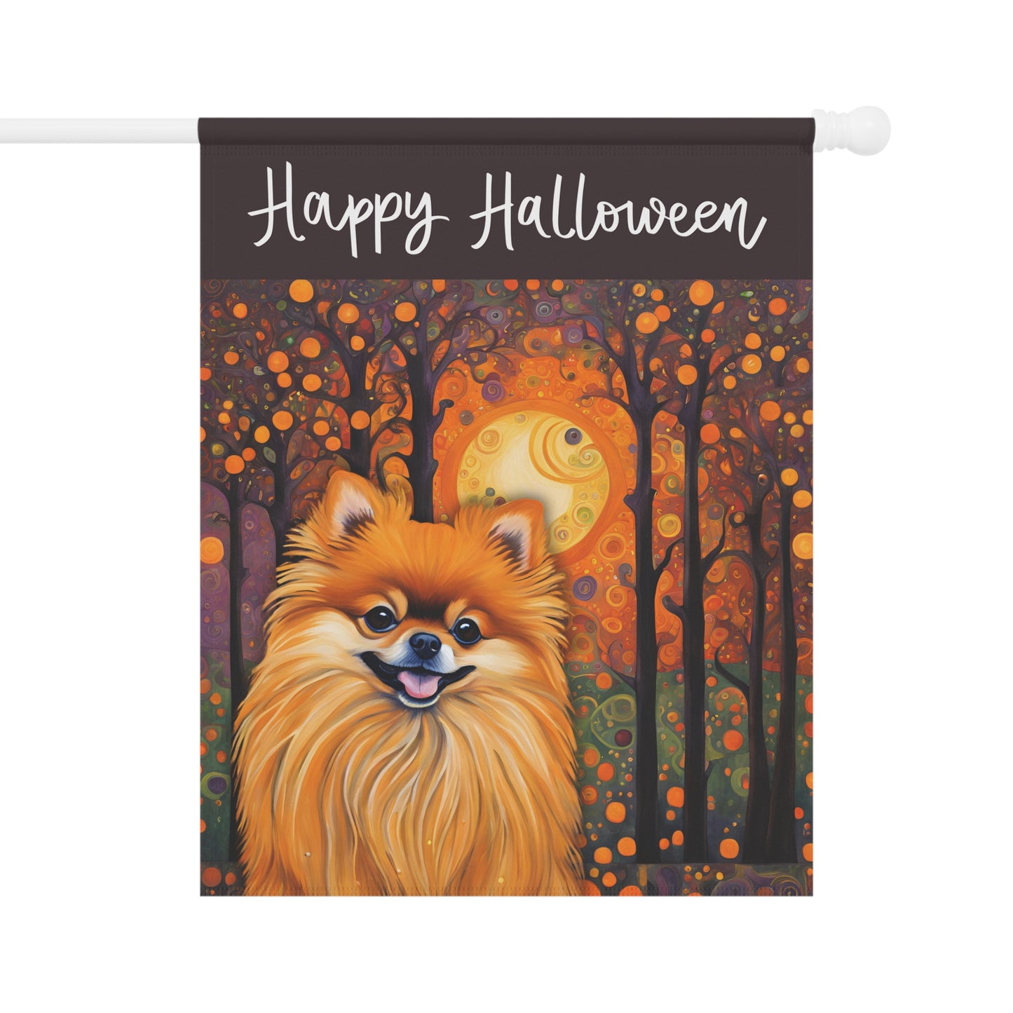 Pomeranian Happy Halloween 2-Sided Garden & House Flag/Banner