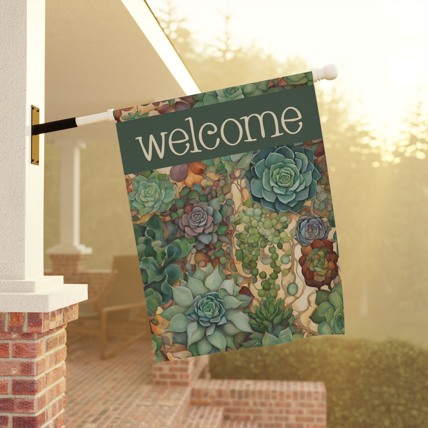 More Succulents Welcome 2-Sided Garden & House Flag/Banner