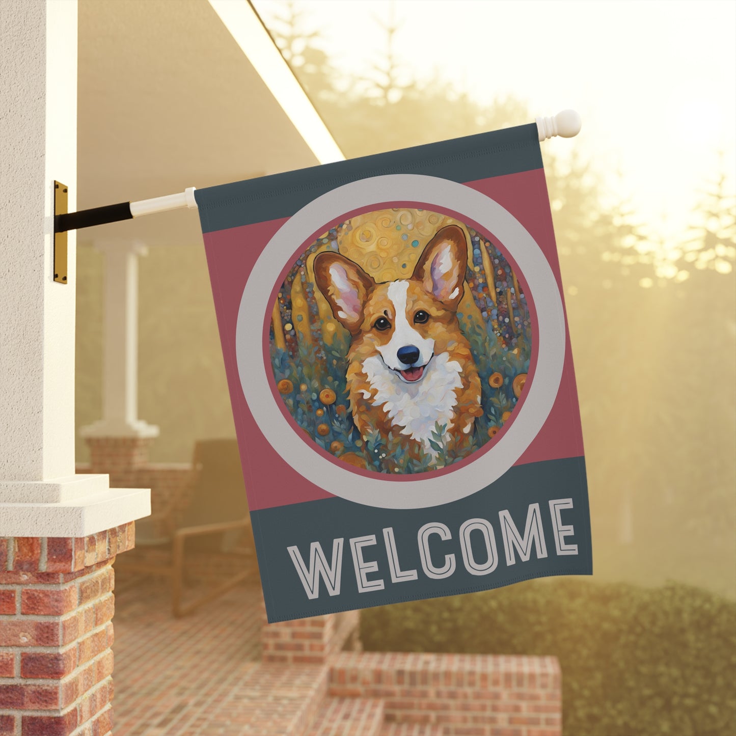 Corgi Welcome 2-Sided Garden & House Flag/Banner