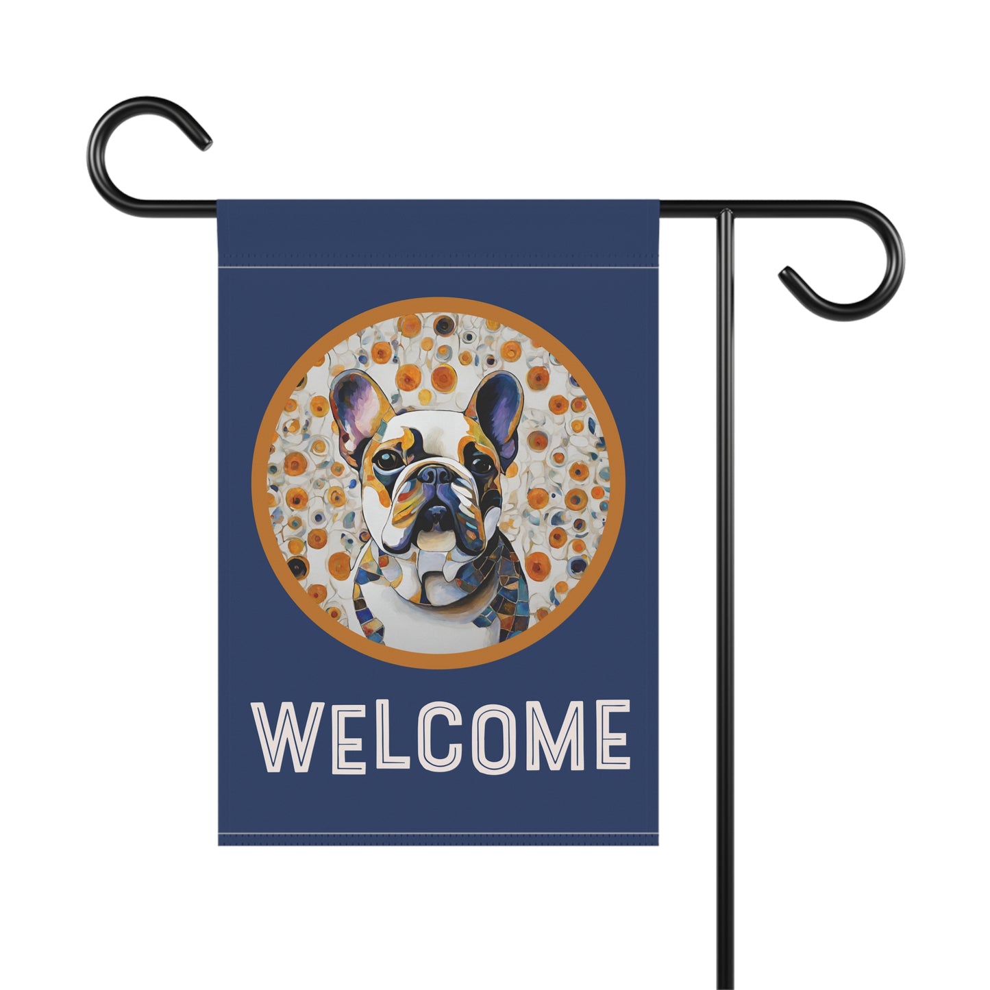 French Bulldog Art Welcome 2-Sided Garden & House Flag/Banner