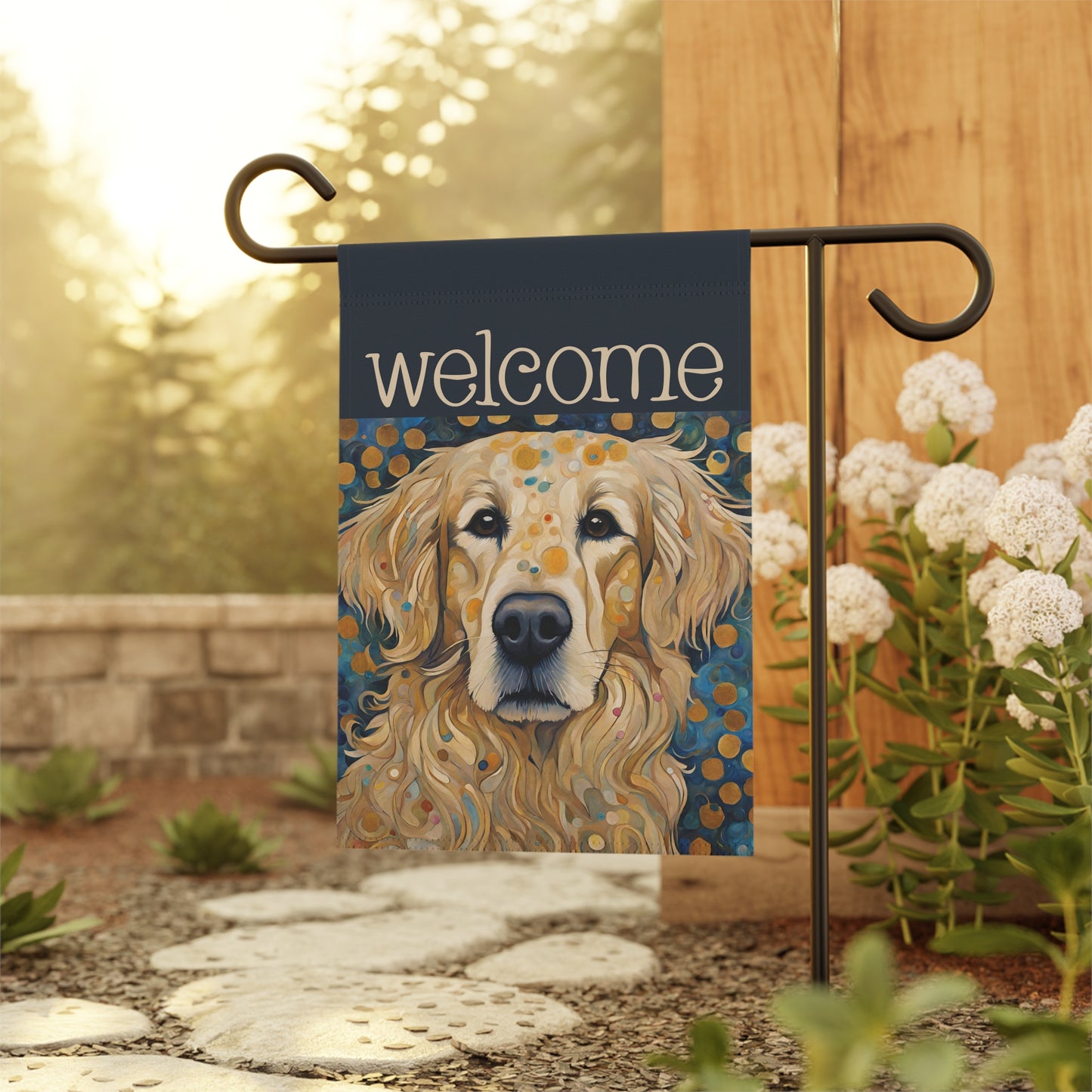 Golden Retriever Welcome 2-Sided Garden & House Flag/Banner