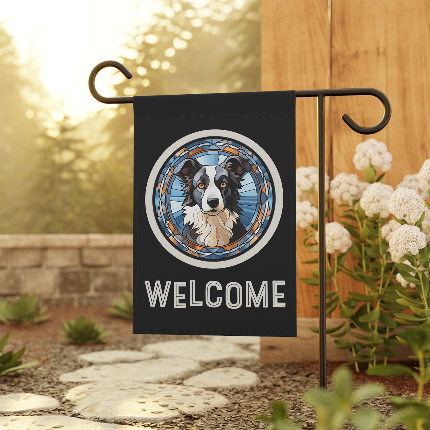 Border Collie Welcome 2-Sided Garden & House Flag/Banner