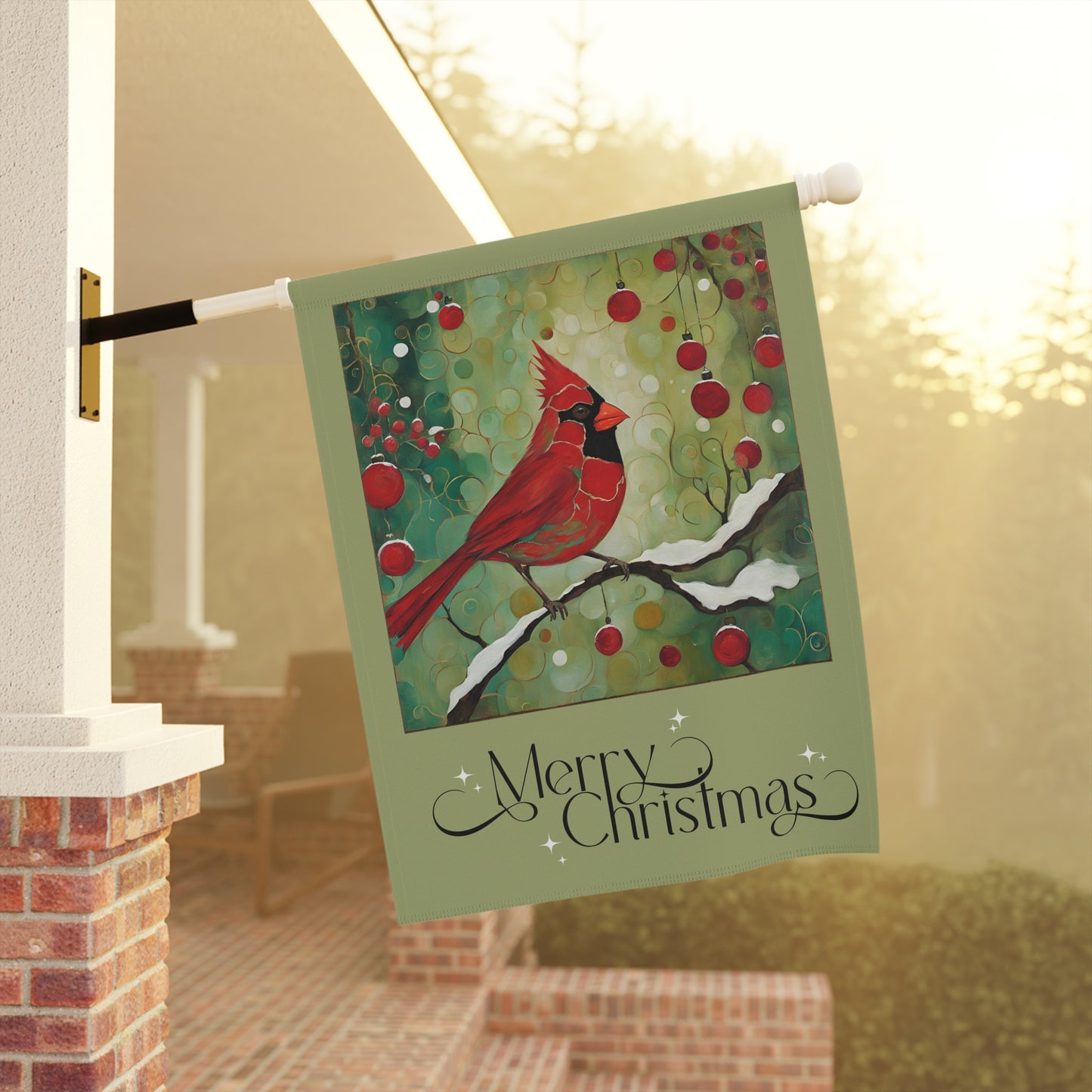 Cardinal Merry Christmas 2-Sided Garden & House Flag/Banner