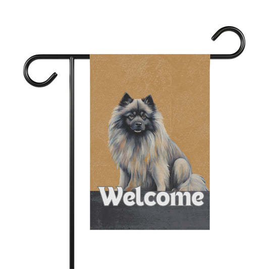 Keeshond Welcome 2-Sided Garden & House Flag/Banner