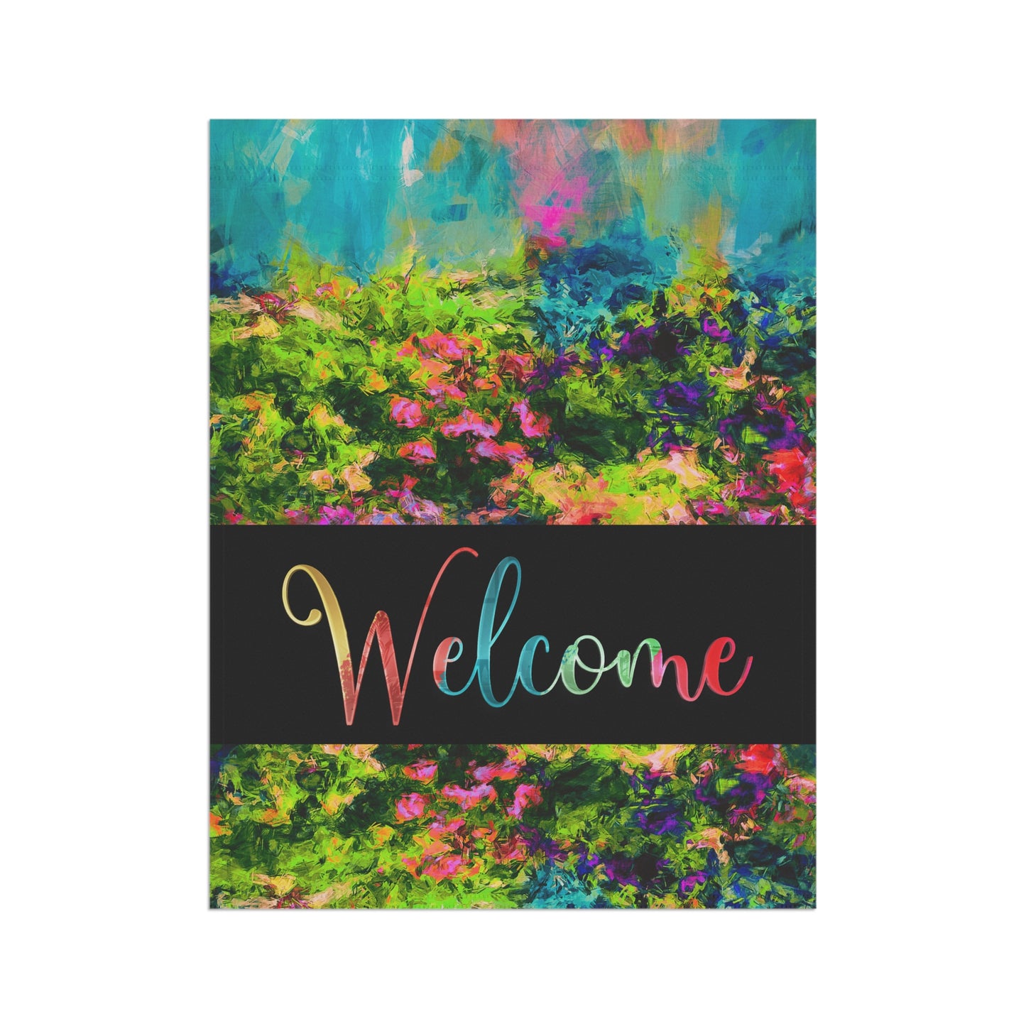 Margo Abstract Art Welcome 2-Sided Garden & House Flag/Banner