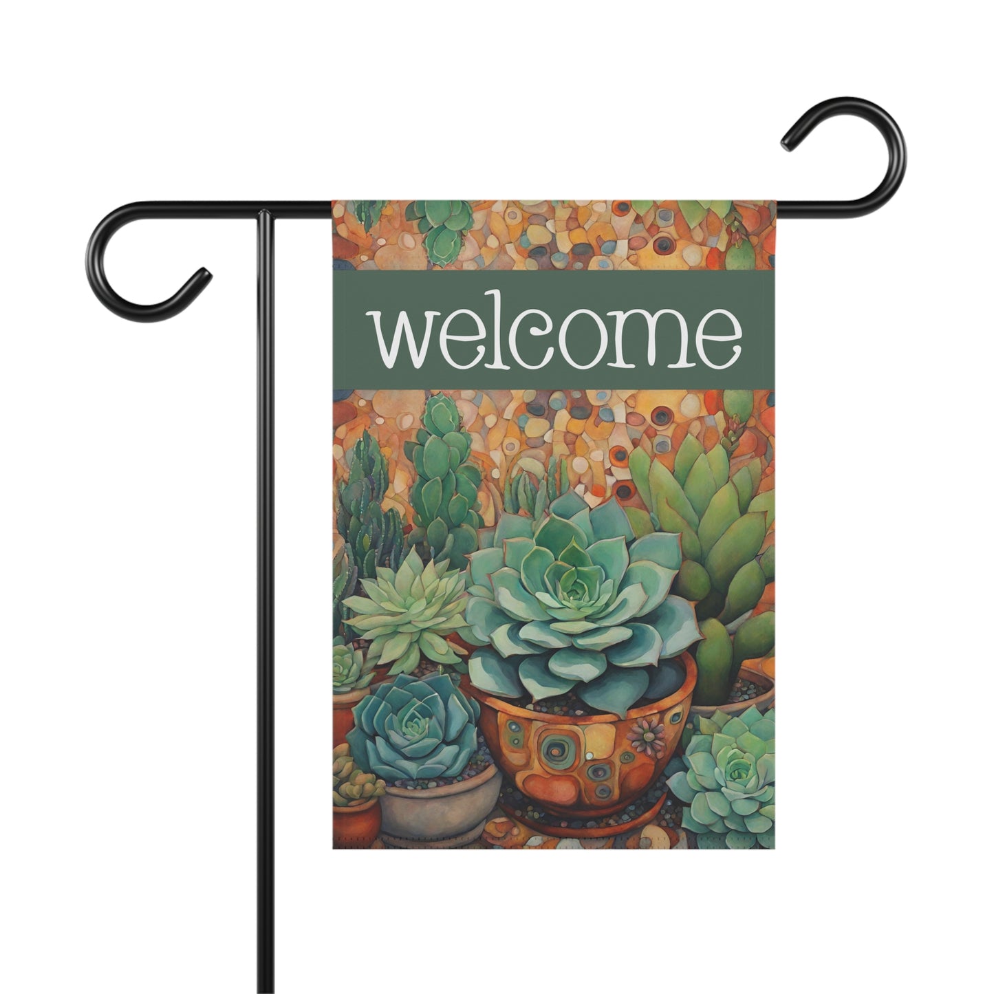 Succulents Welcome 2-Sided Garden & House Flag/Banner