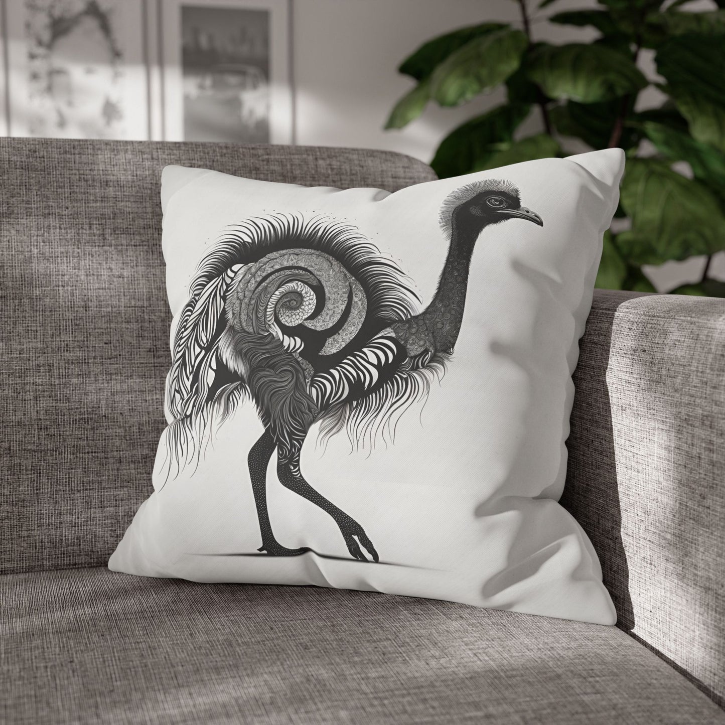 Ostrich Square Poly Canvas Pillowcase