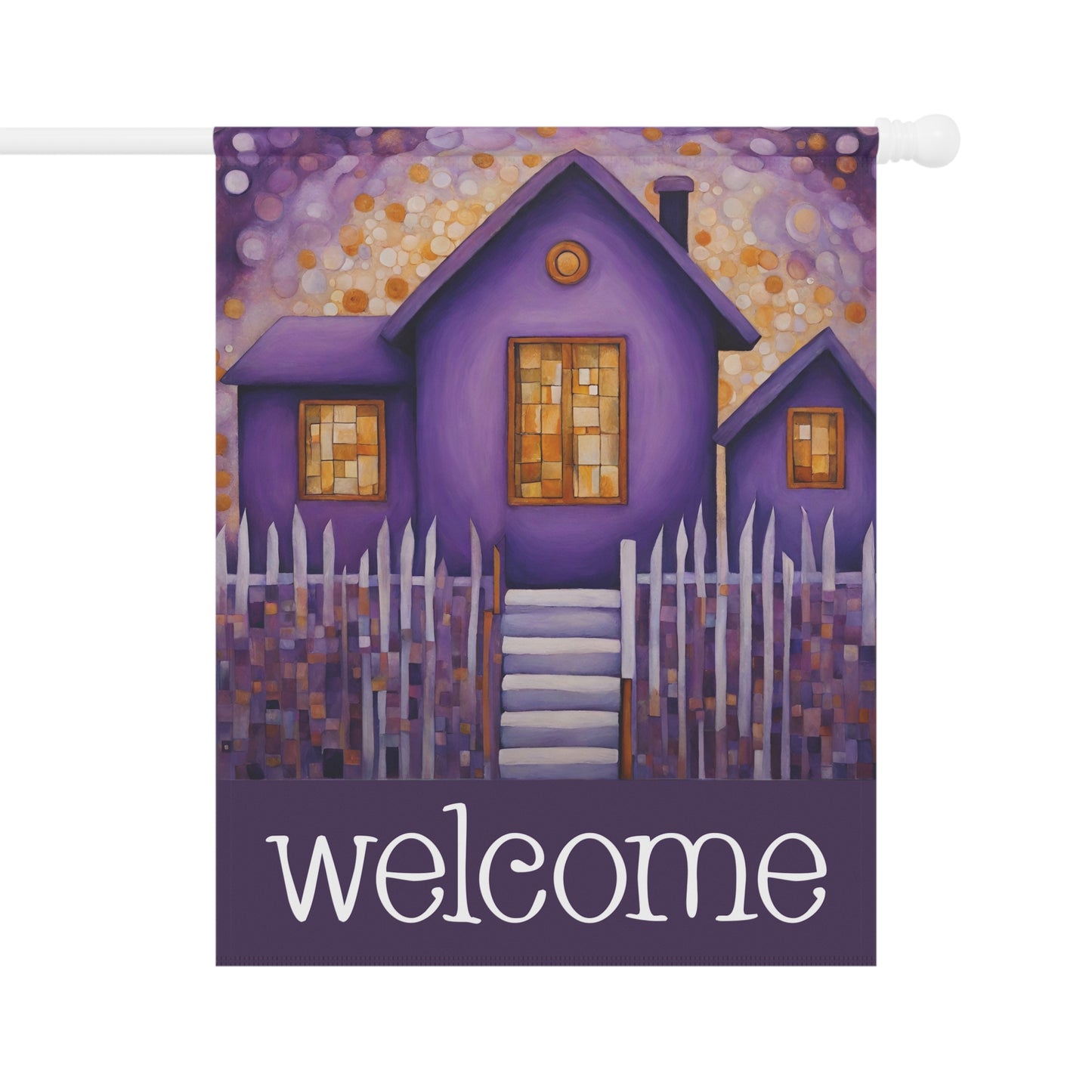 Purple House Welcome 2-Sided Garden & House Flag/Banner