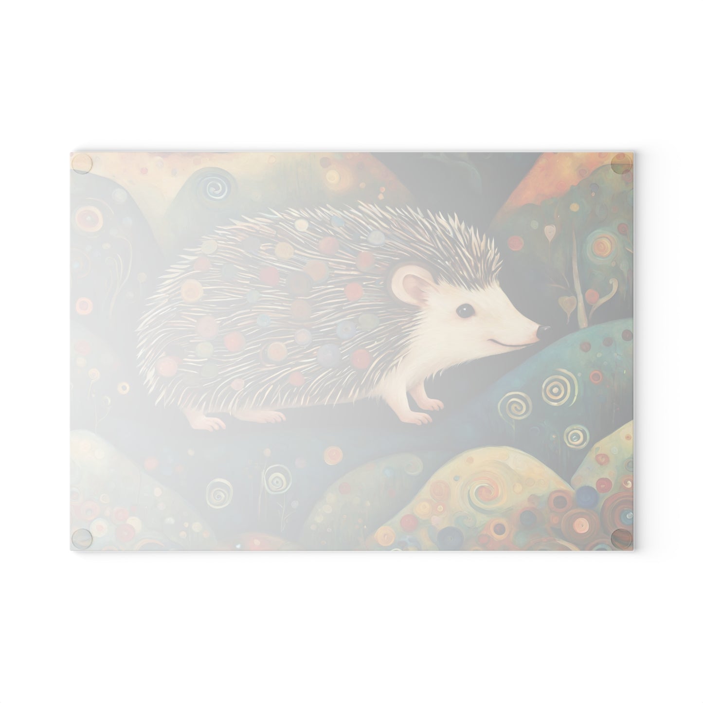 Mountain Forest Hedgehog Tempered Glass Cutting Board