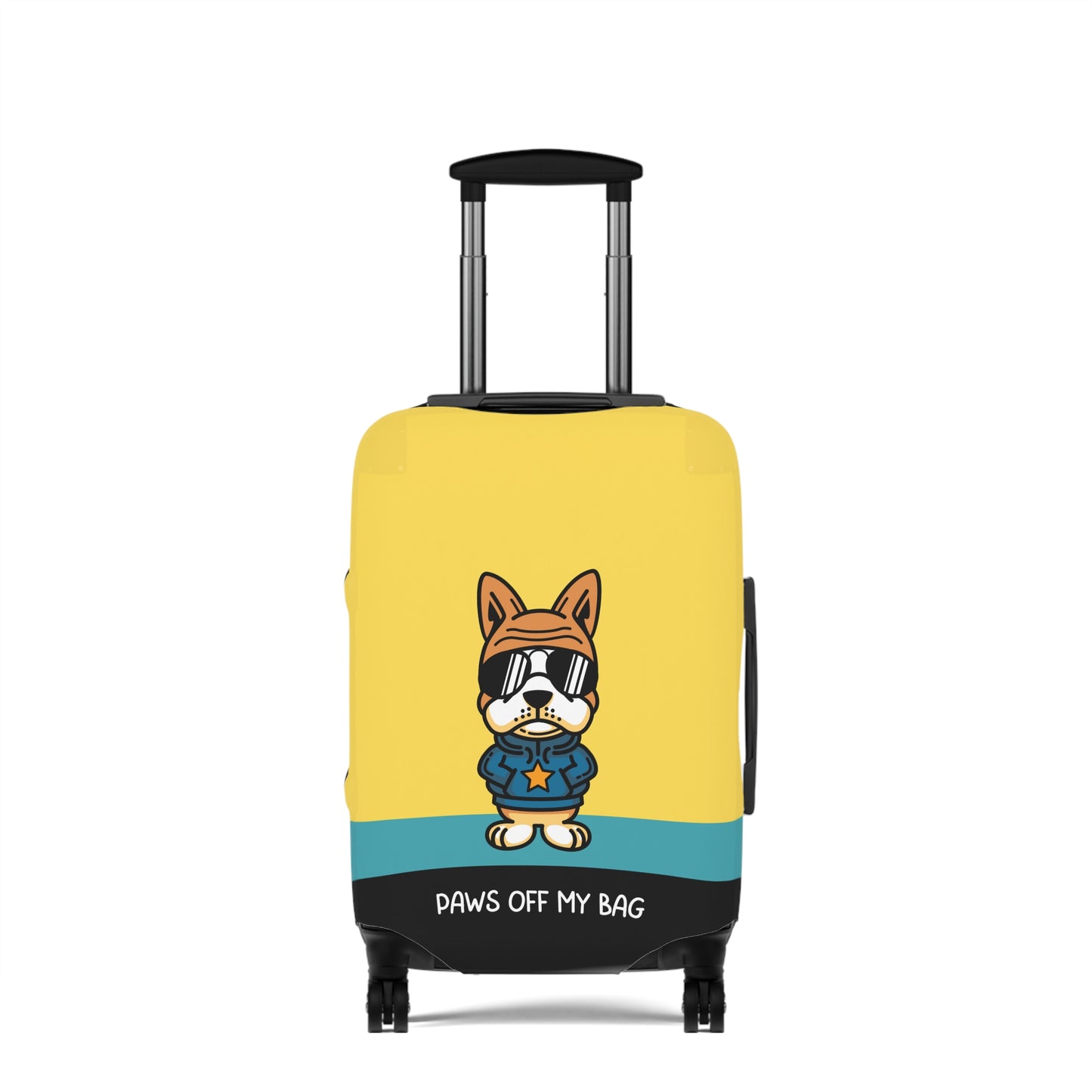 Dog in Glasses on Yellow Paws Off My Bag Luggage Cover