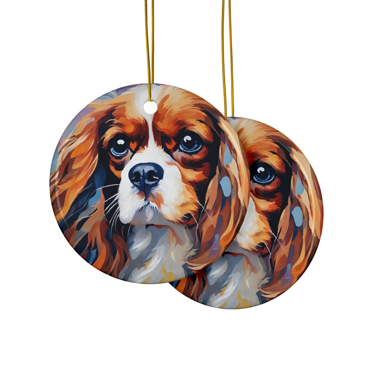 Cavalier King Charles 3" Ceramic Ornaments, 2-Side Print, (1pc, 10pcs)