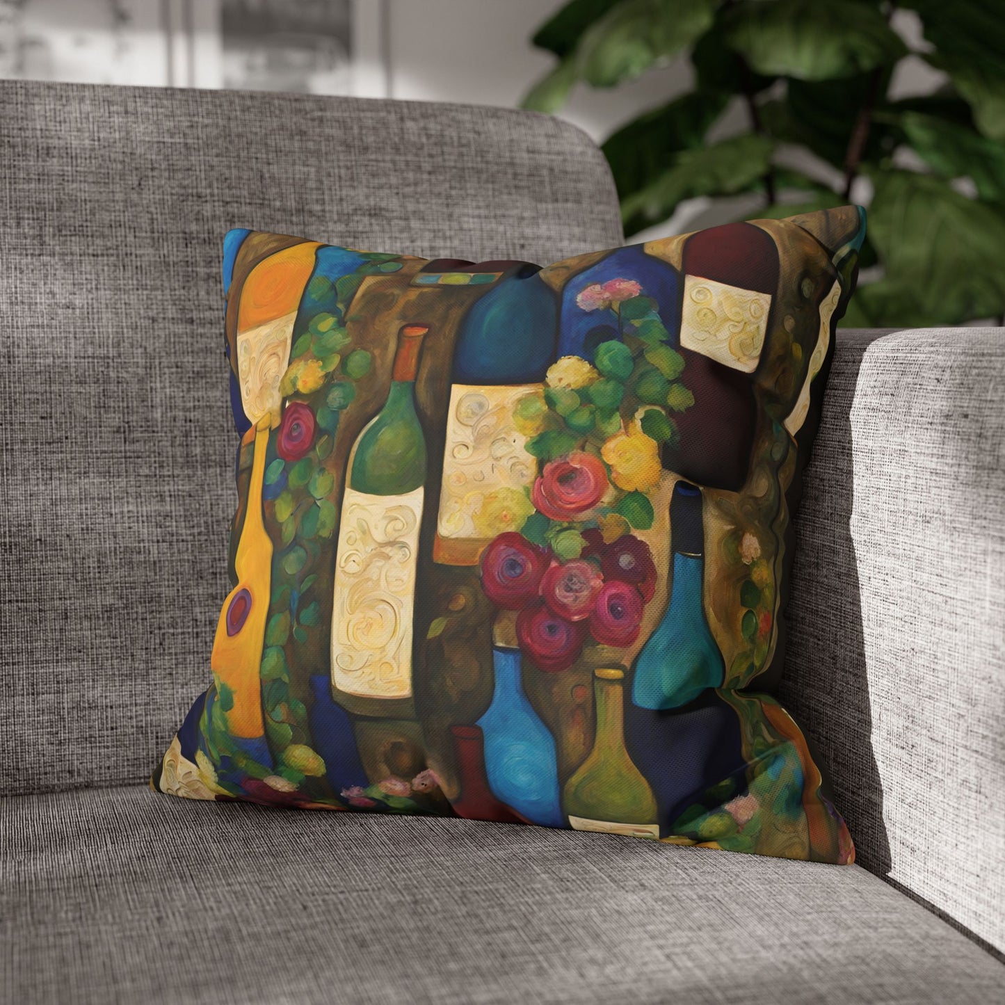 Wine Garden Square Poly Canvas Pillowcase