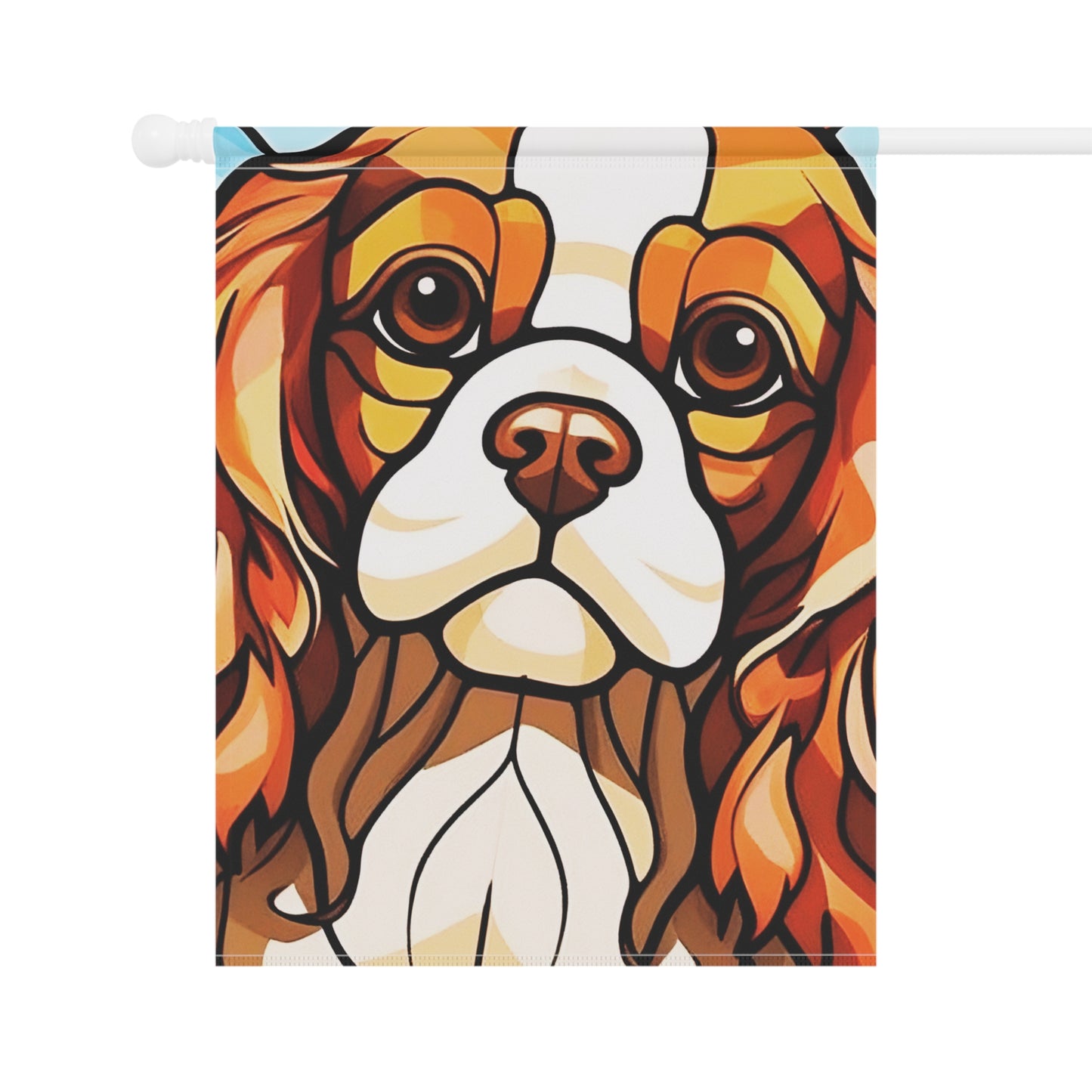 Cavalier King Charles Spaniel Face Stained Glass Look 2-Sided Garden & House Flag/Banner