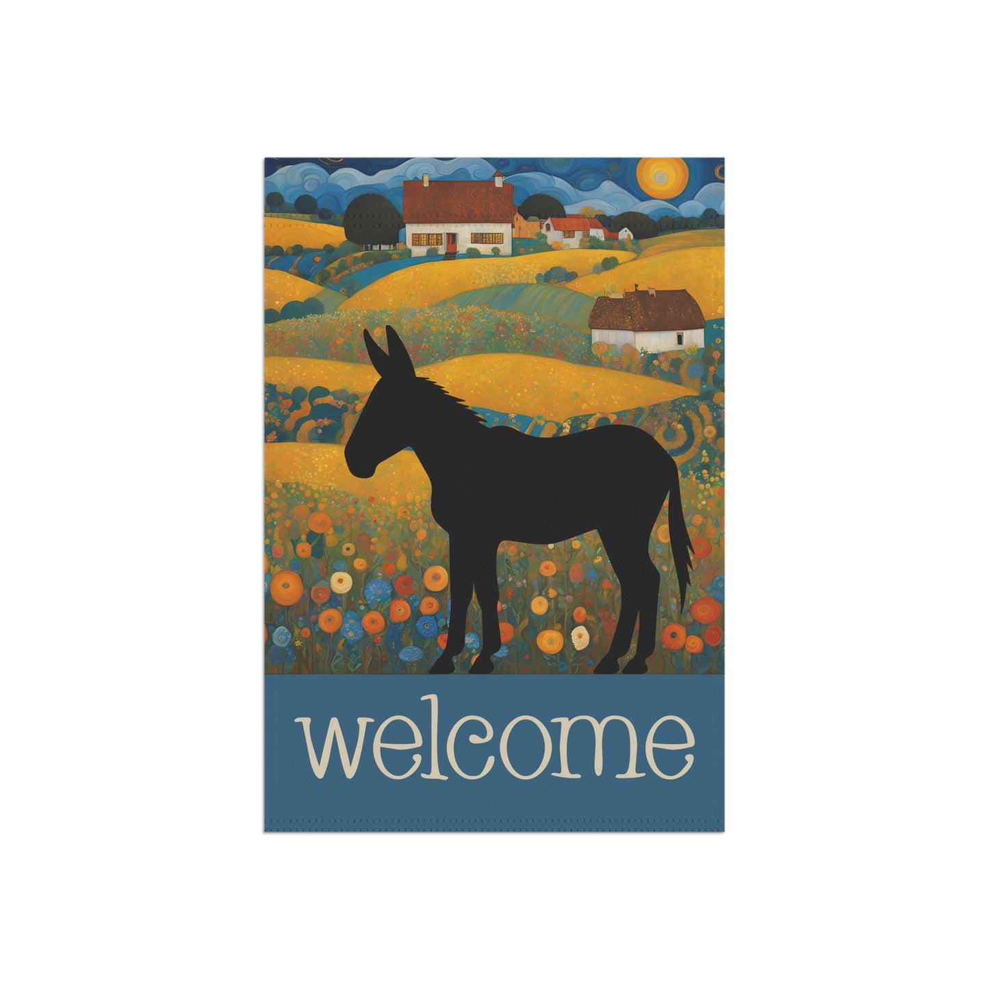 Donkey Silhouette Welcome 2-Sided Garden & House Flag/Banner