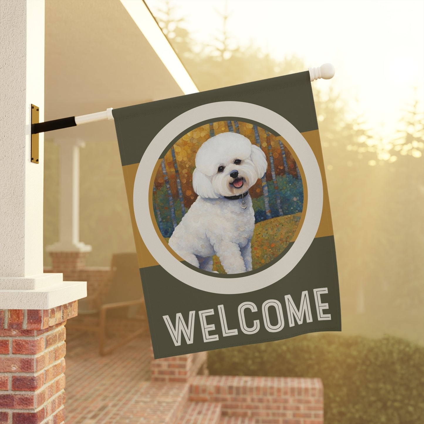 Bichon Frise Welcome 2-Sided Garden & House Flag/Banner