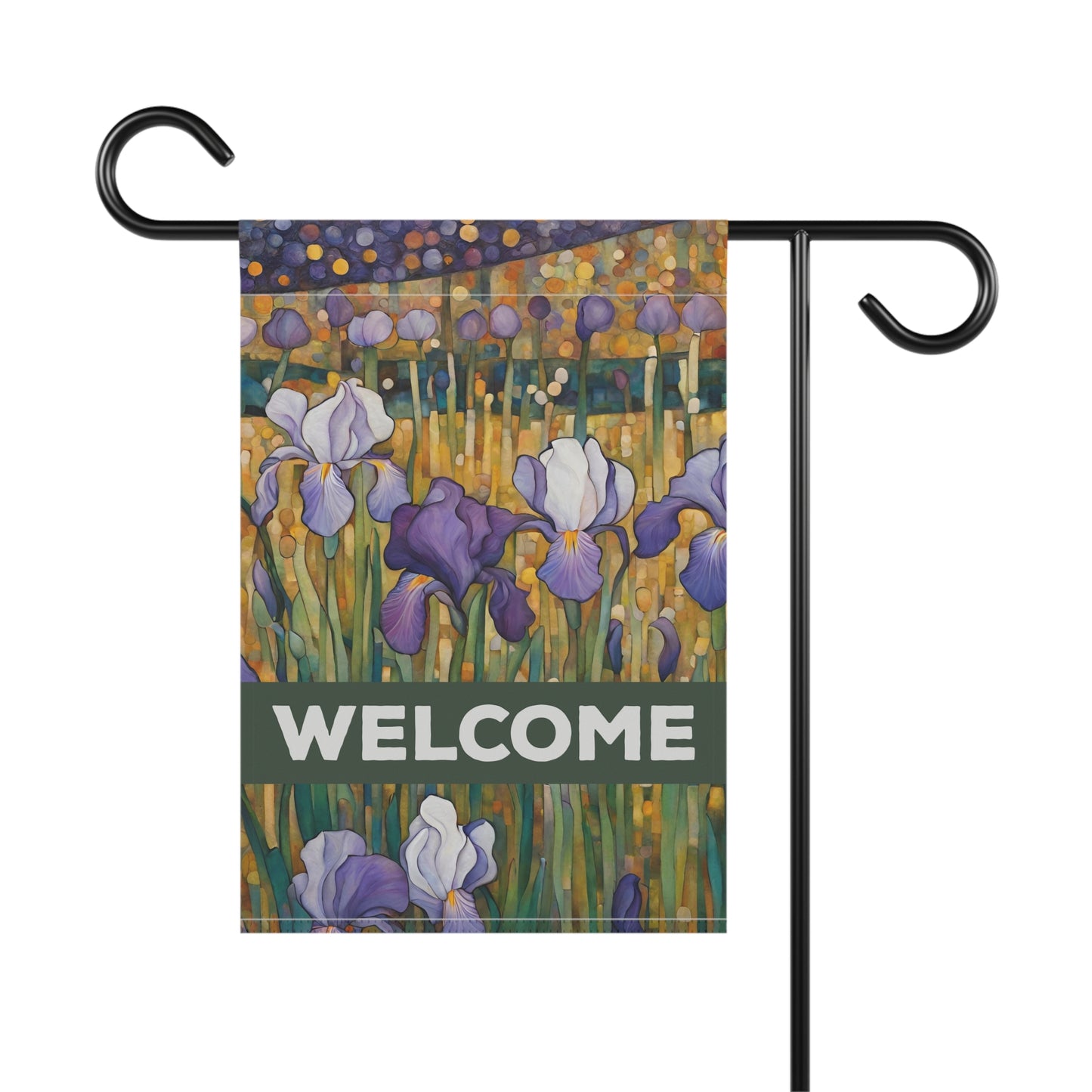 Iris Dreams Welcome 2-Sided Garden & House Flag/Banner