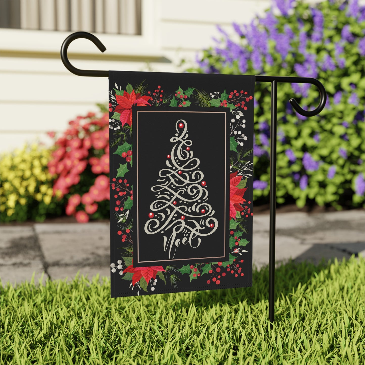 Black Noel Tree 2-Sided Garden & House Banner