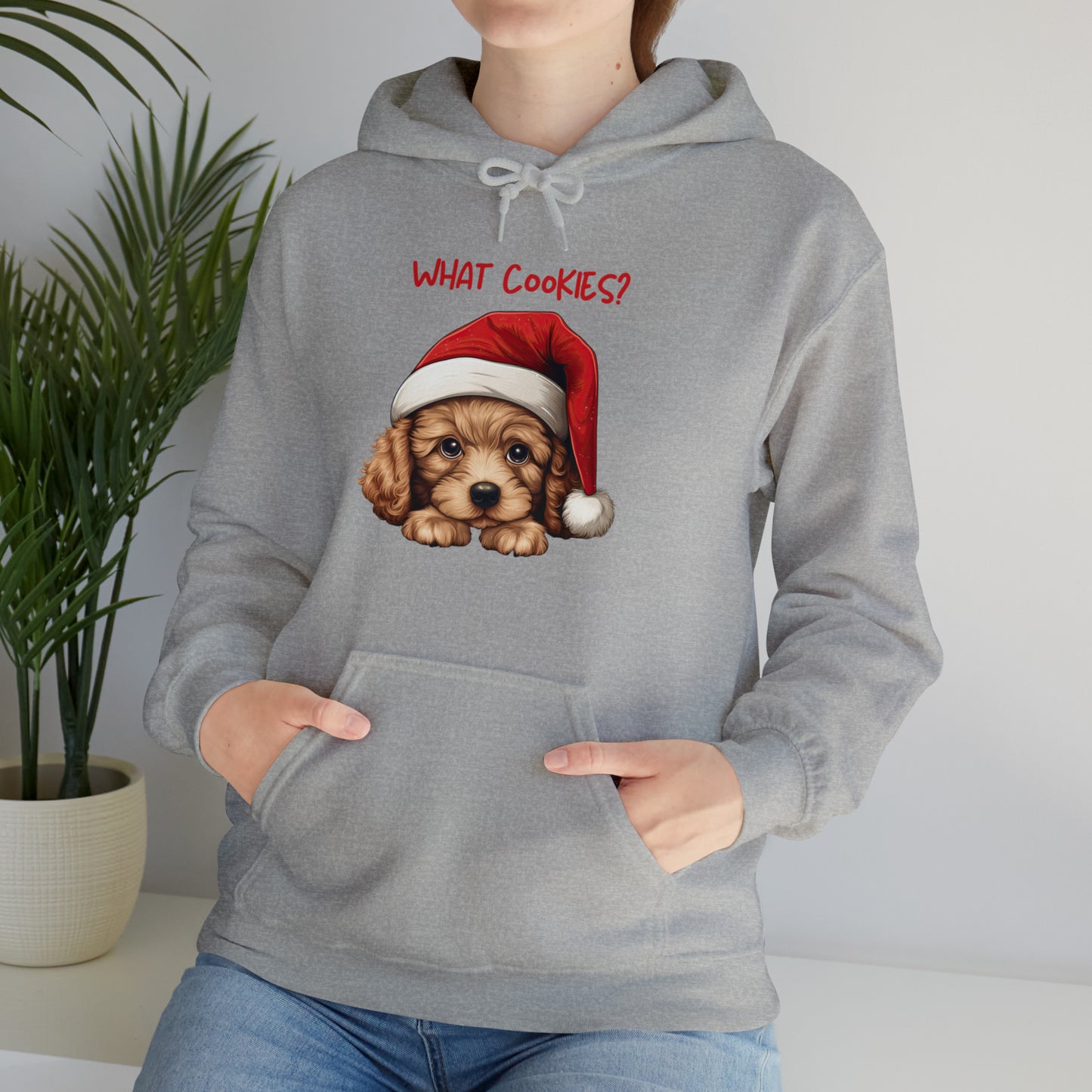 What Cookies? Poodle in Santa Hat Unisex Heavy Blend™ Hooded Sweatshirt