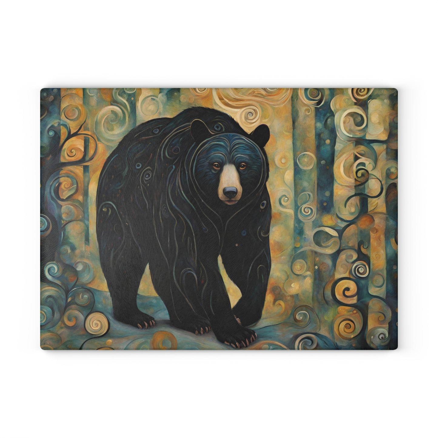 Mountain Forest Black Bear Tempered Glass Cutting Board