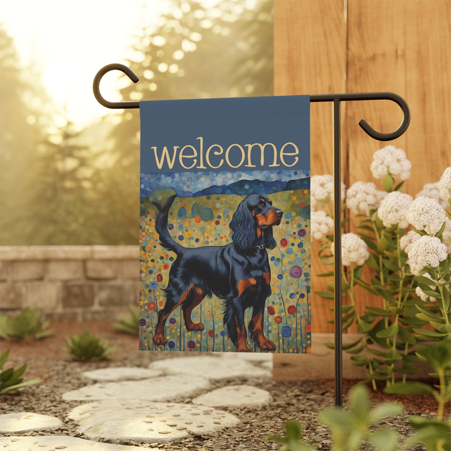 Gordon Setter Welcome 2-Sided Garden & House Flag/Banner