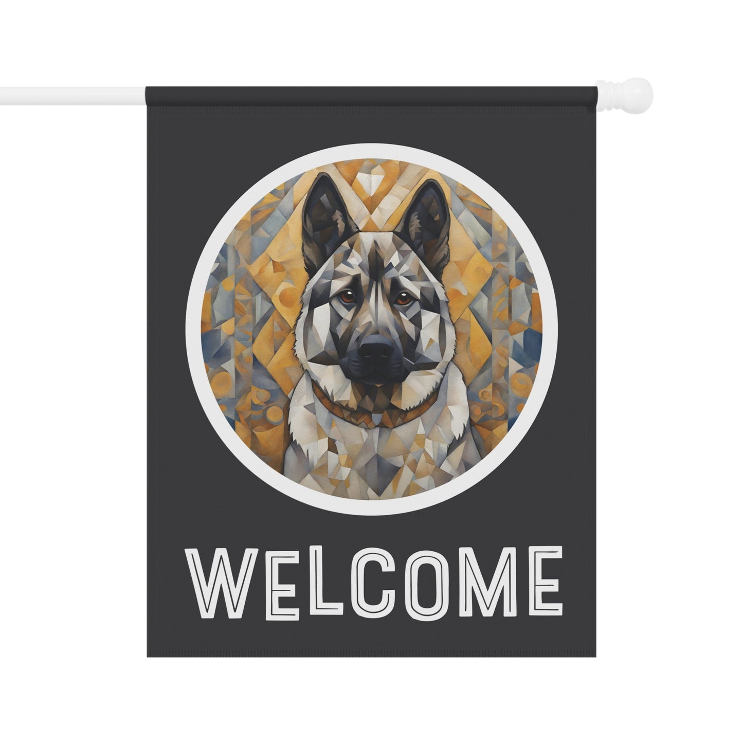 Norwegian Elkhound Welcome 2-Sided Garden & House Flag/Banner