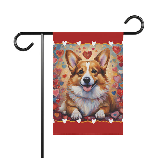 Corgi Valentine 2-Sided Garden & House Flag/Banner