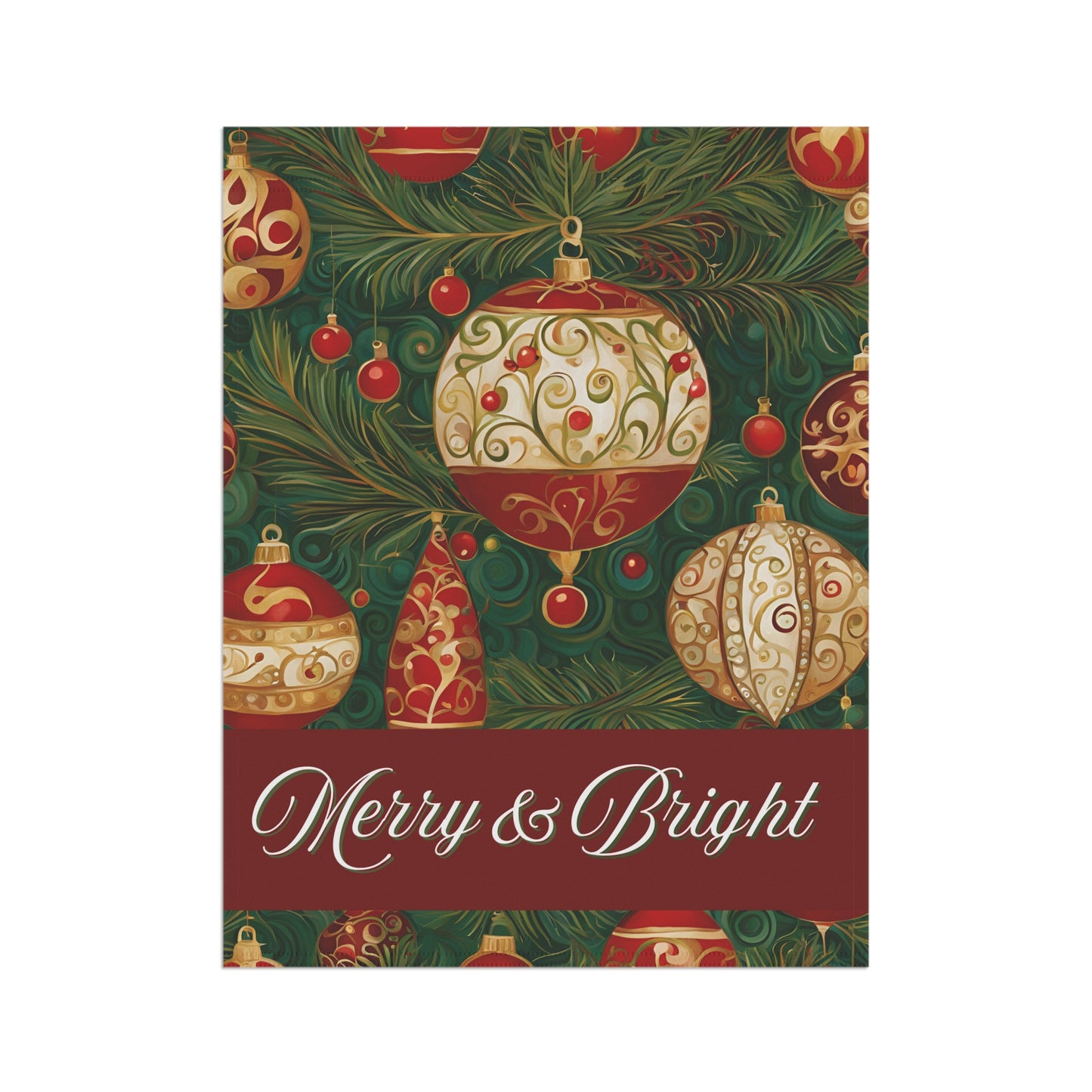 Merry & Bright Ornaments 2-Sided Garden & House Flag/Banner