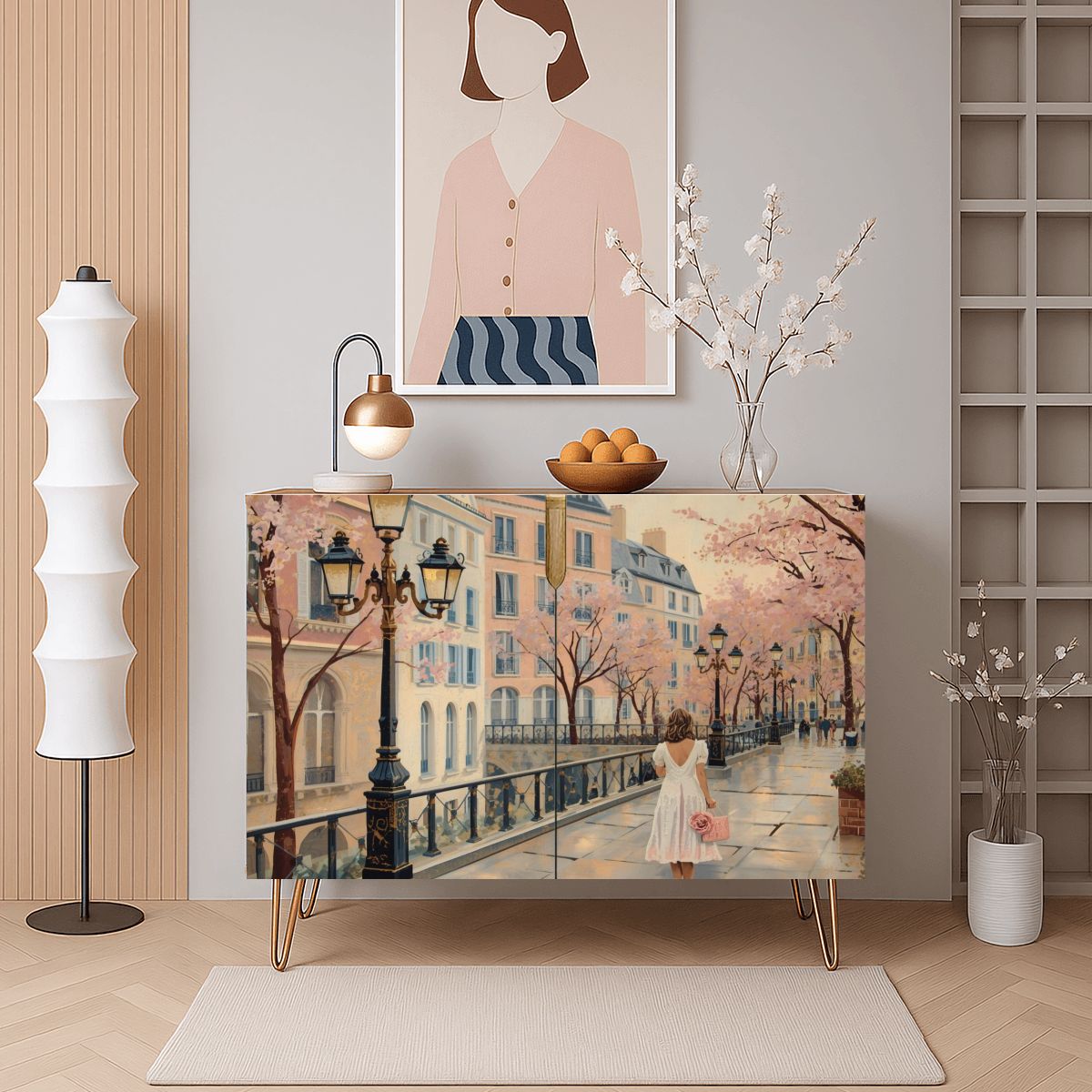 Paris Street Art Wooden Storage Cabinet (Made in USA)