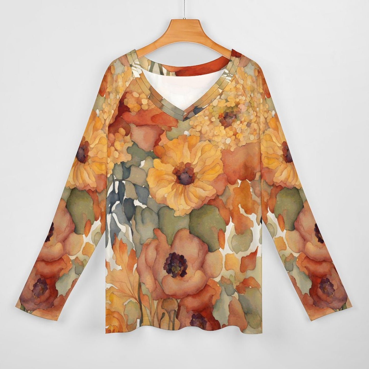 Amber V-neck Loose Long Sleeve T-shirt