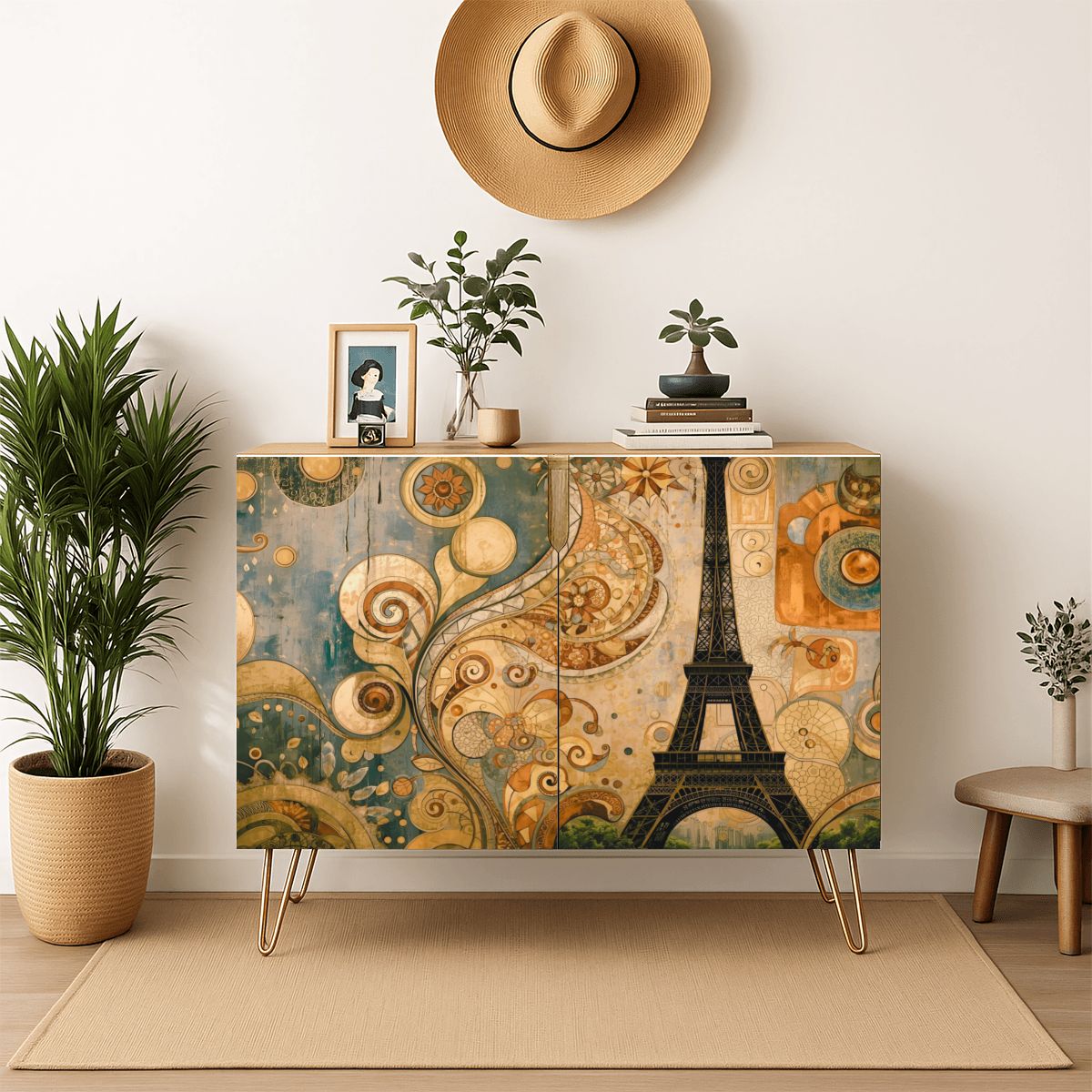 Modern Eifel Tower Wooden Storage Cabinet (Made in USA)