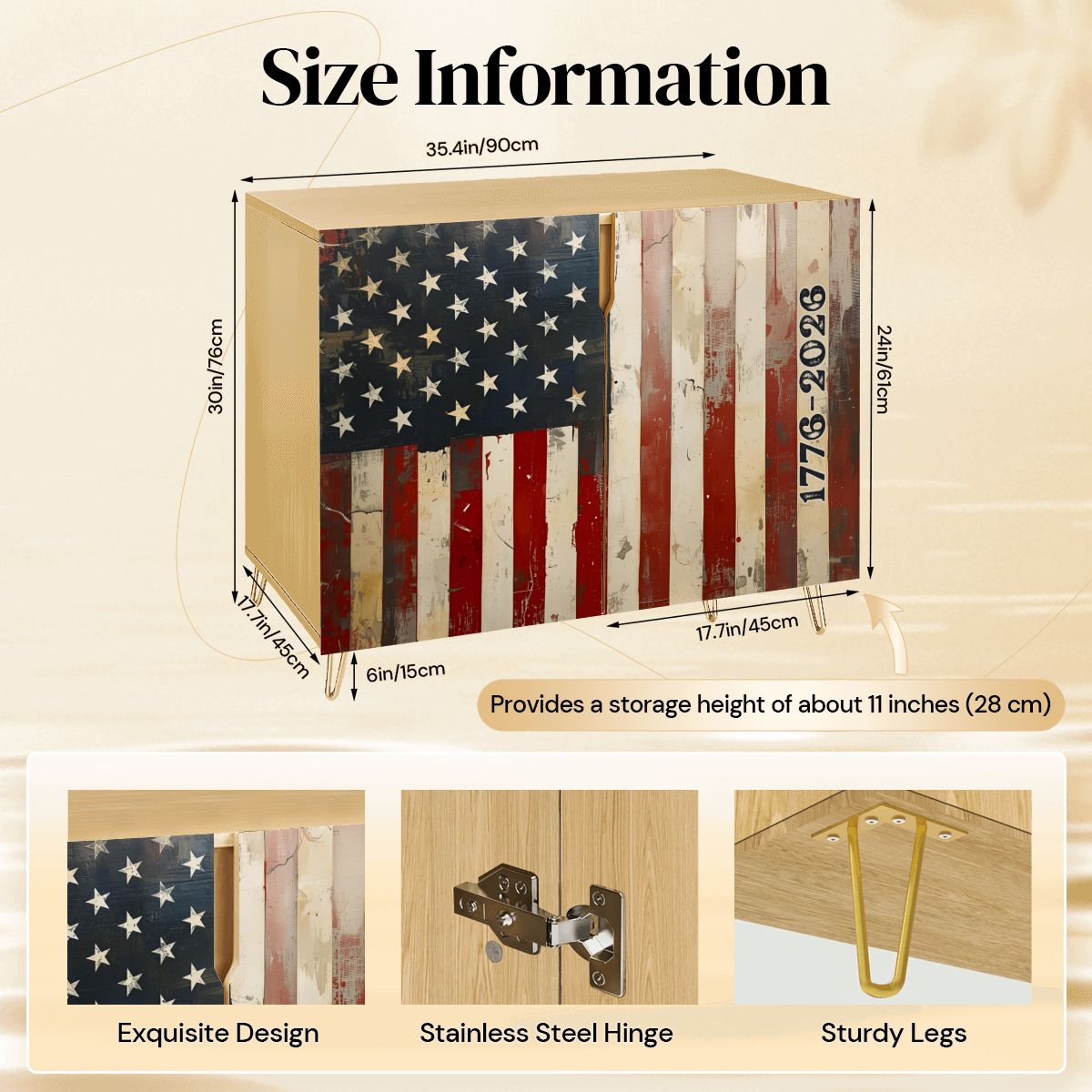 American Flag Wooden Storage Cabinet (Made in USA)