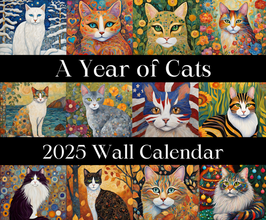 A Year of Cats 14" x 11.5" 2025 Wall Calendar