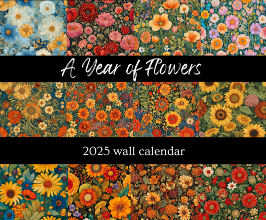 A Year of Flowers 14" x 11.5" 2025 Wall Calendar