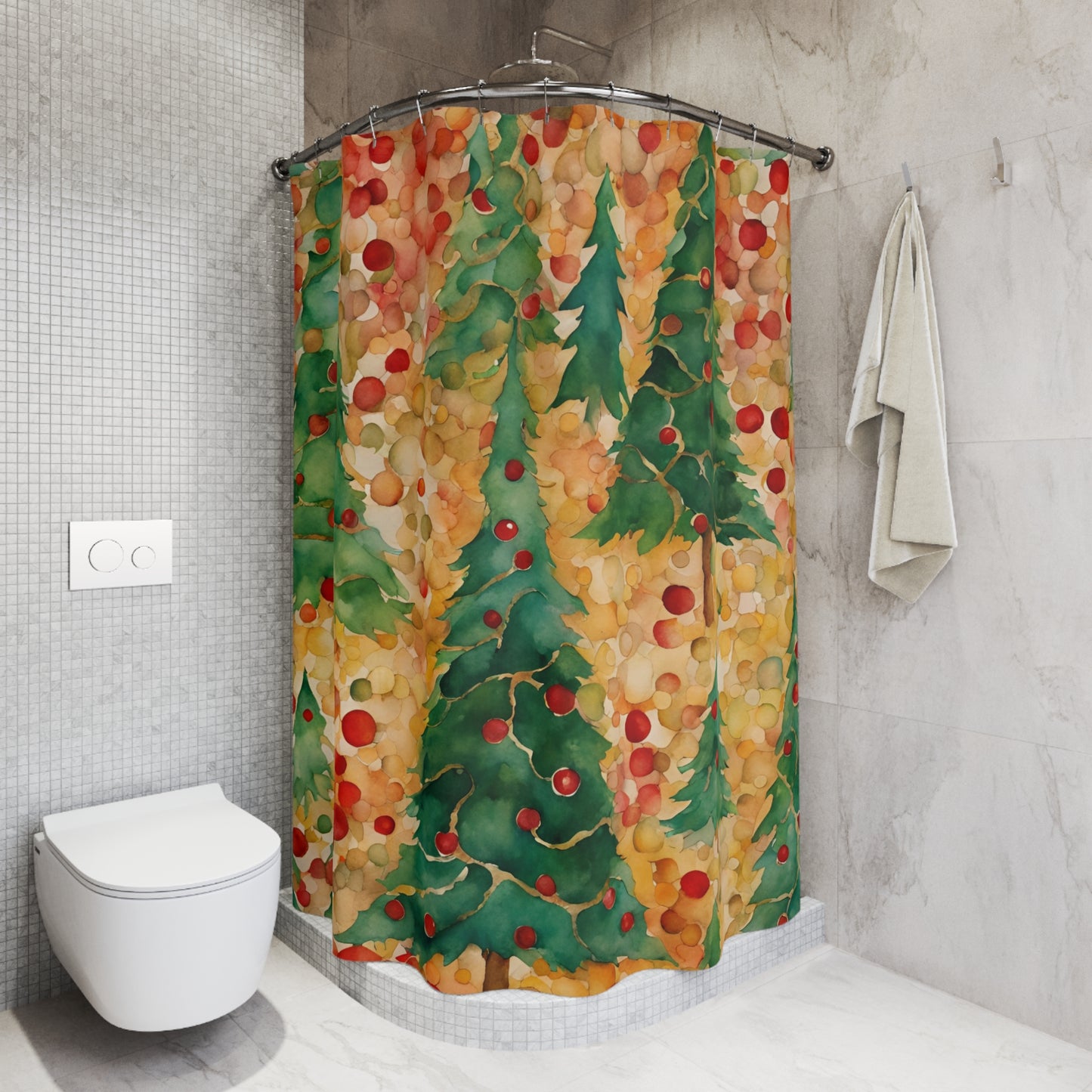 Christmas Tree Folly Polyester Shower Curtain