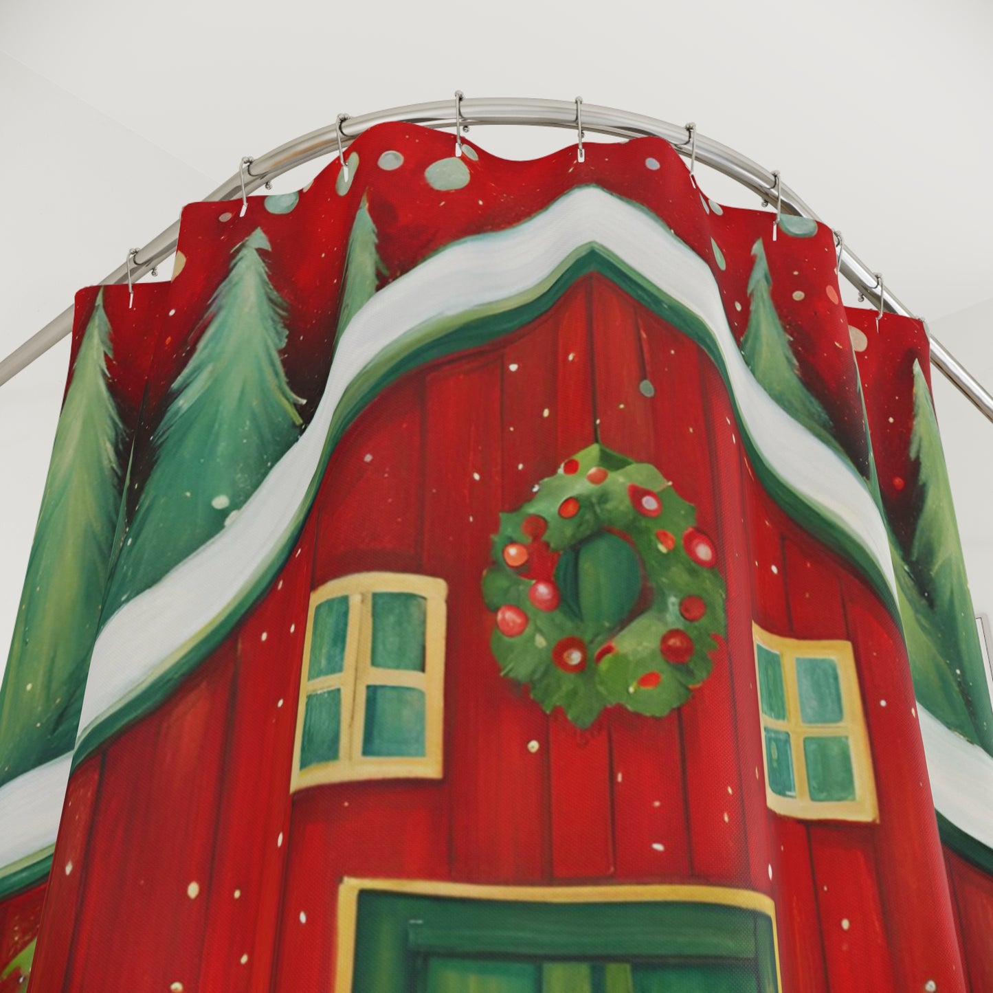 Christmas Barn Polyester Shower Curtain