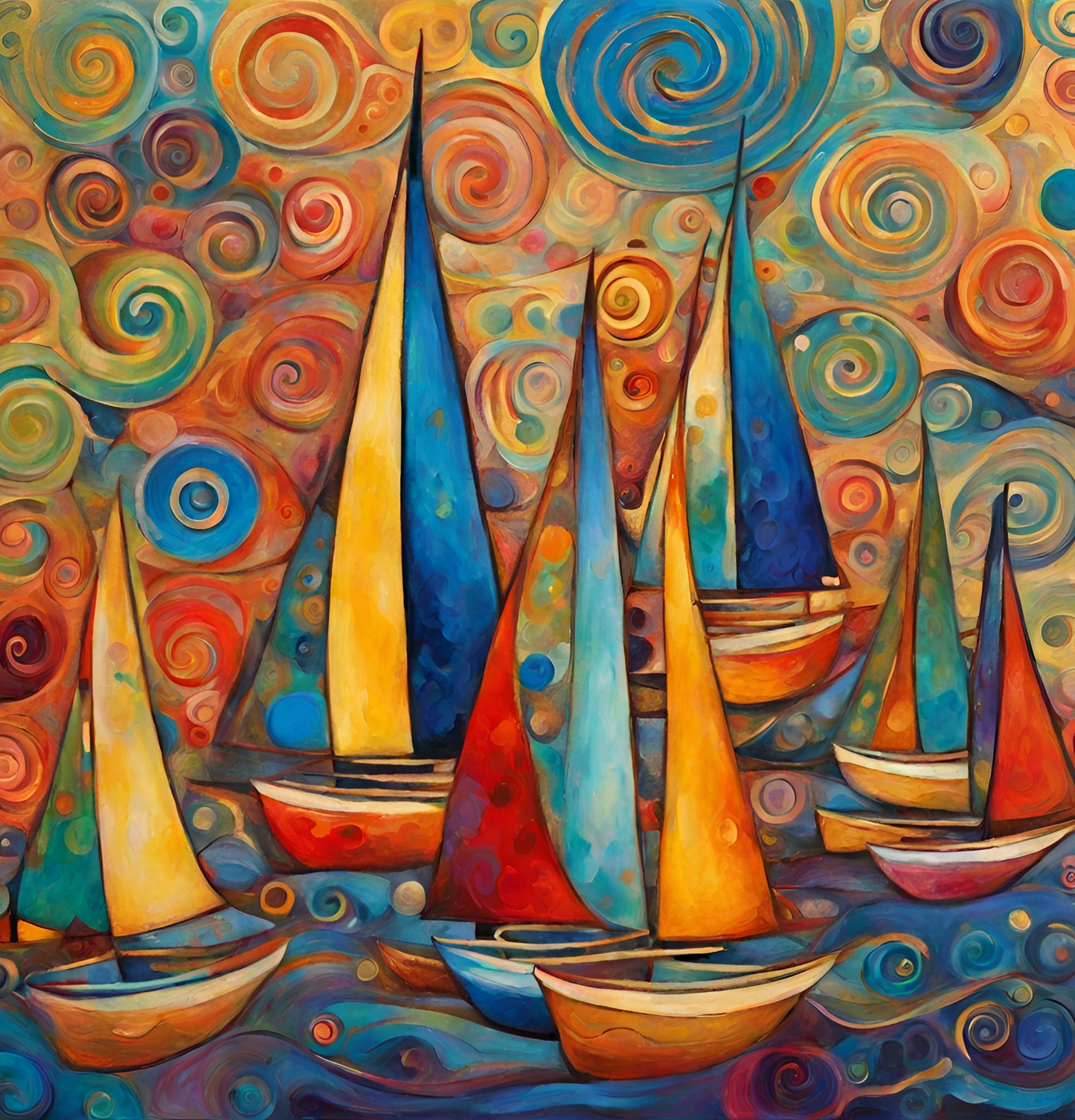 Colorful Sailboats Polyester Shower Curtain