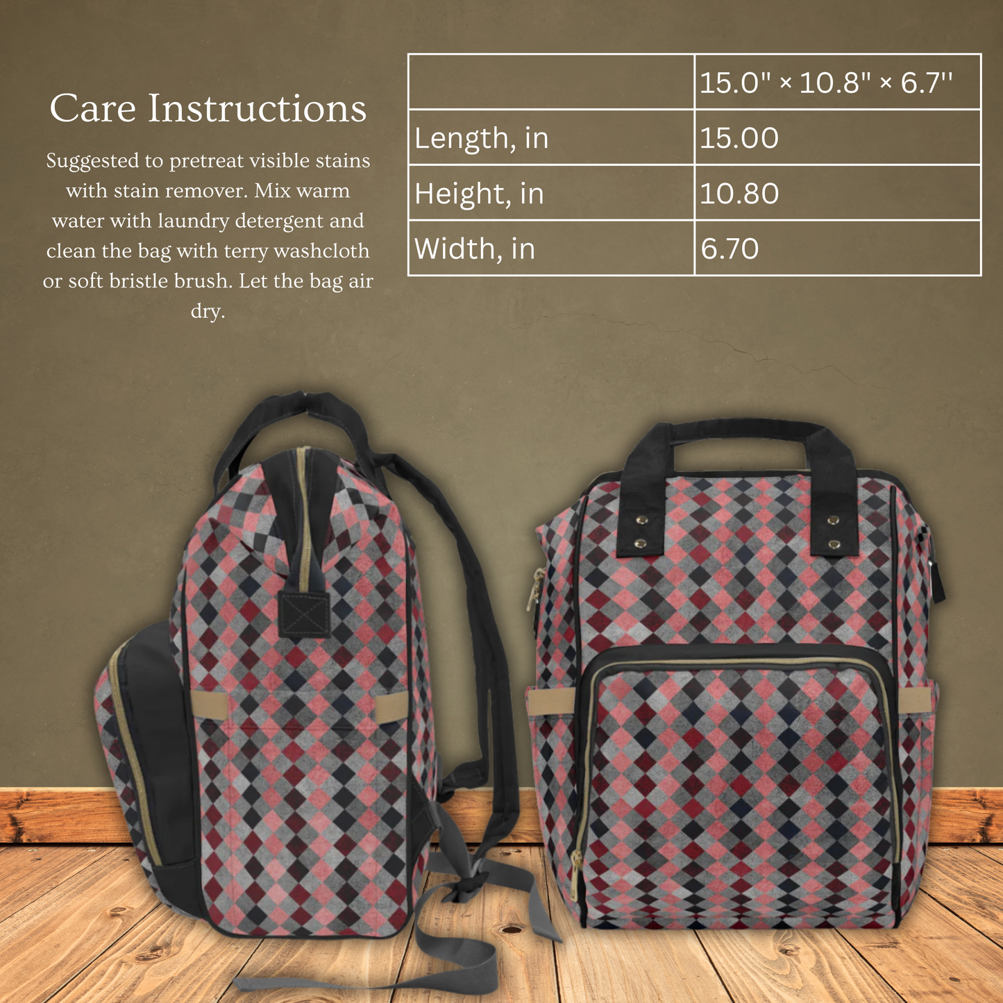 Clay Check Multifunctional Diaper Backpack