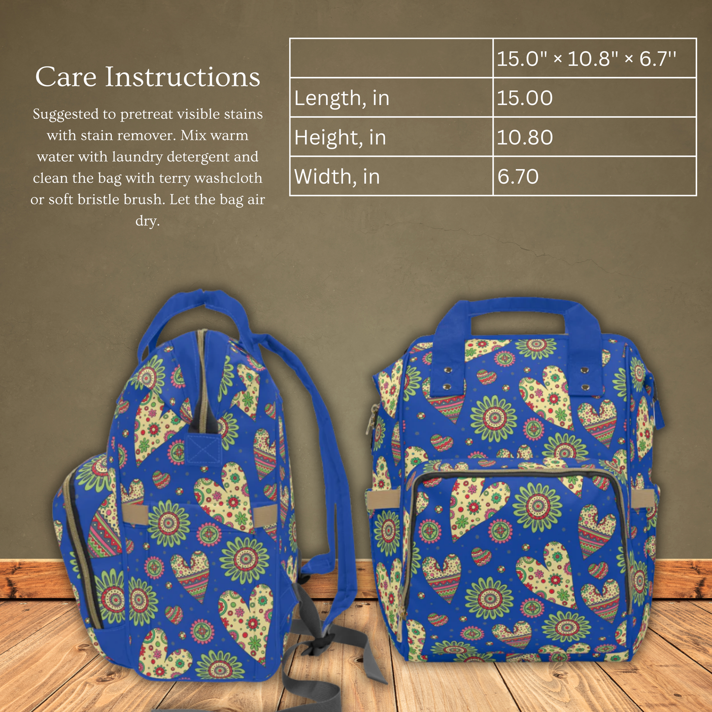 Happy Hearts Multifunctional Diaper Backpack