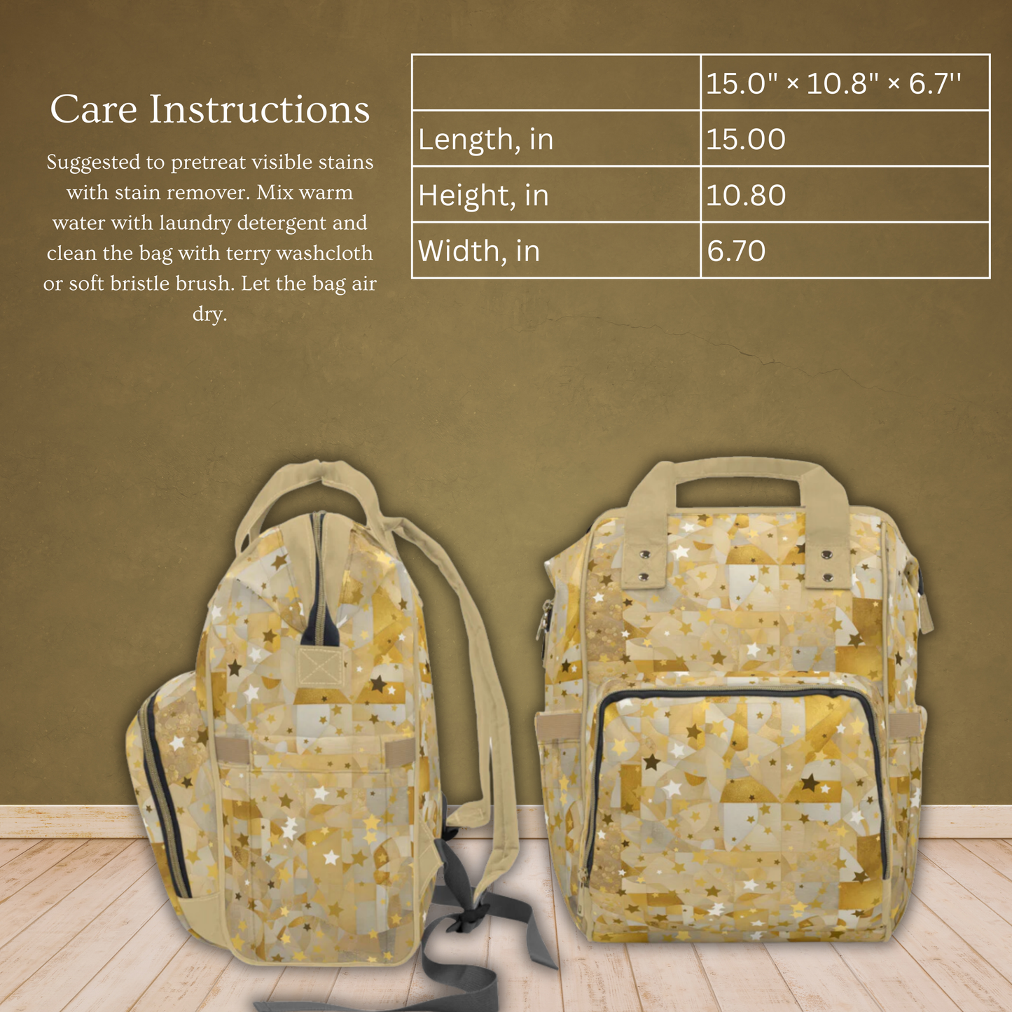 Golden Stars Multifunctional Diaper Backpack