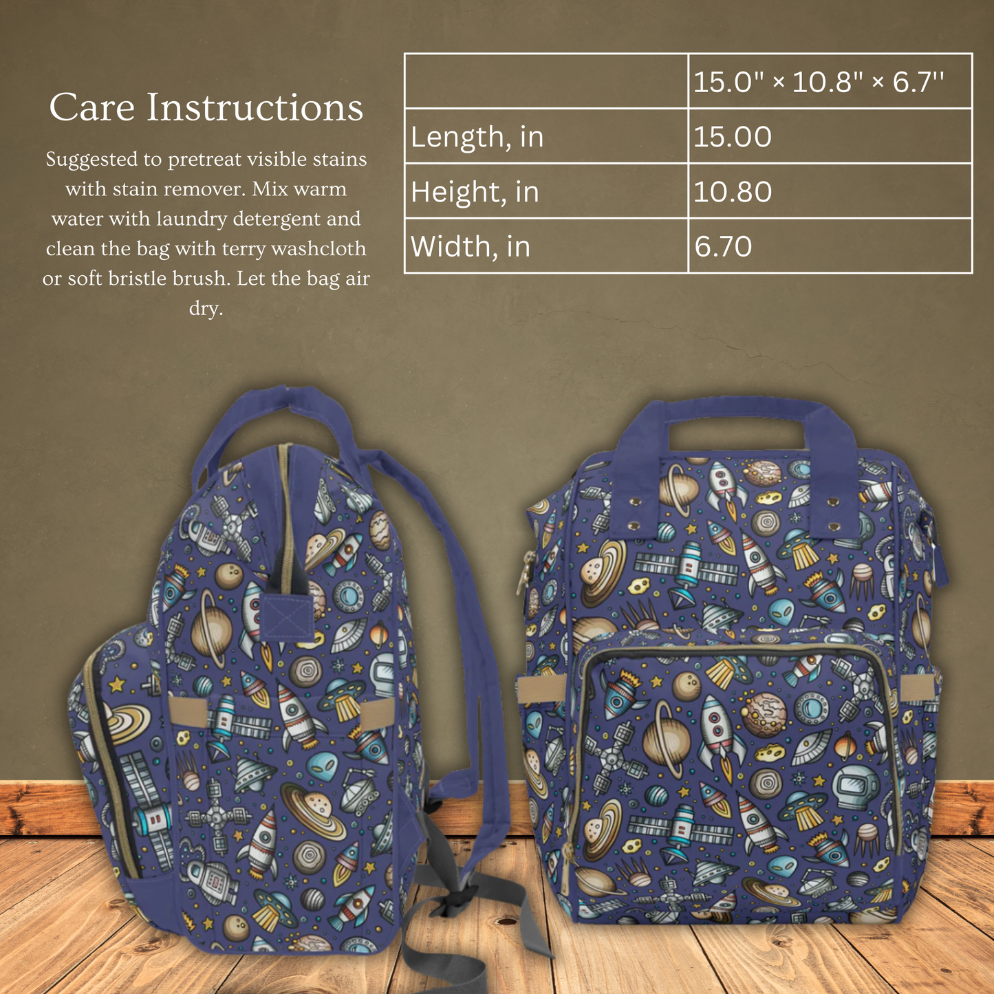 Outer Space Multifunctional Diaper Backpack