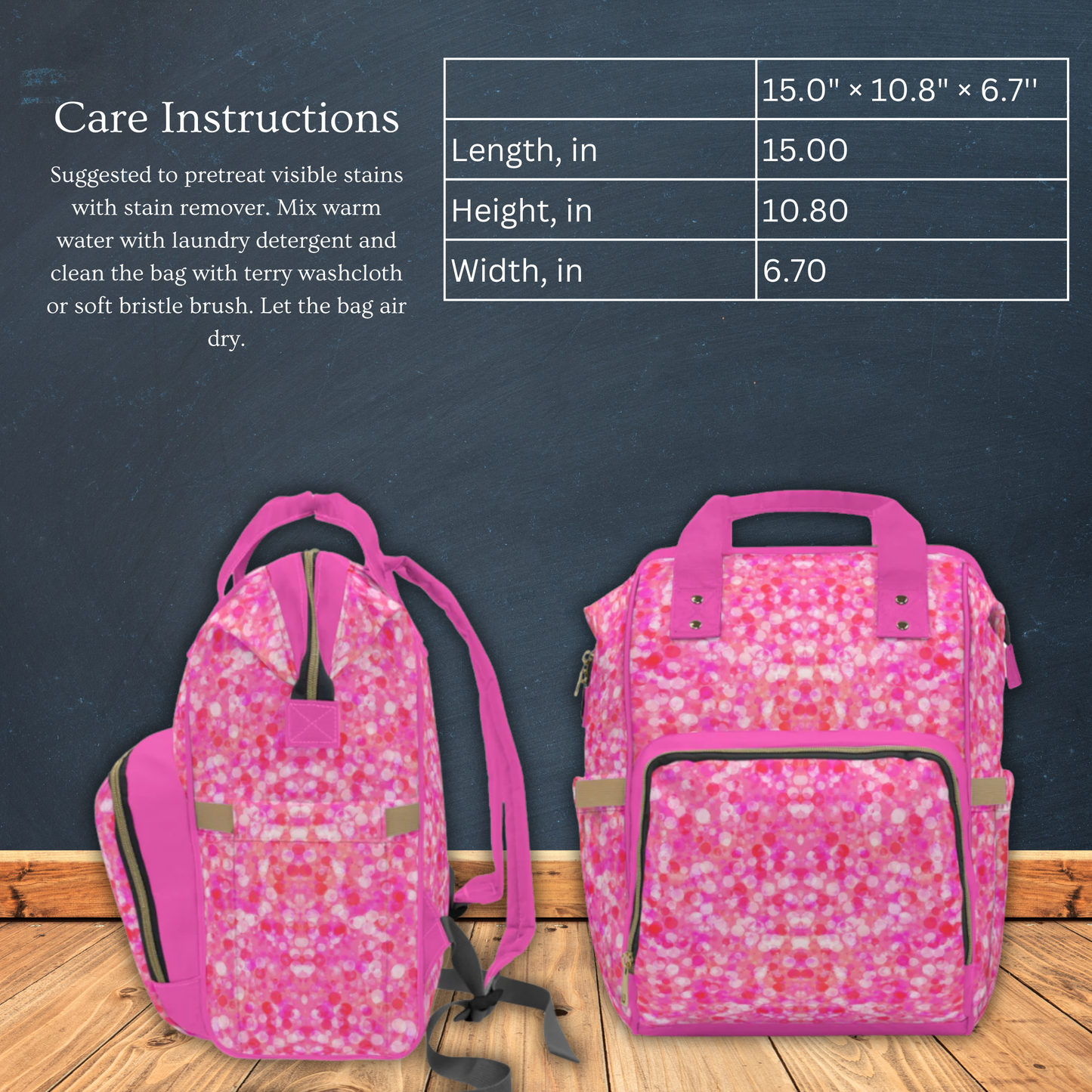 Poppin Pink Multifunctional Diaper Backpack