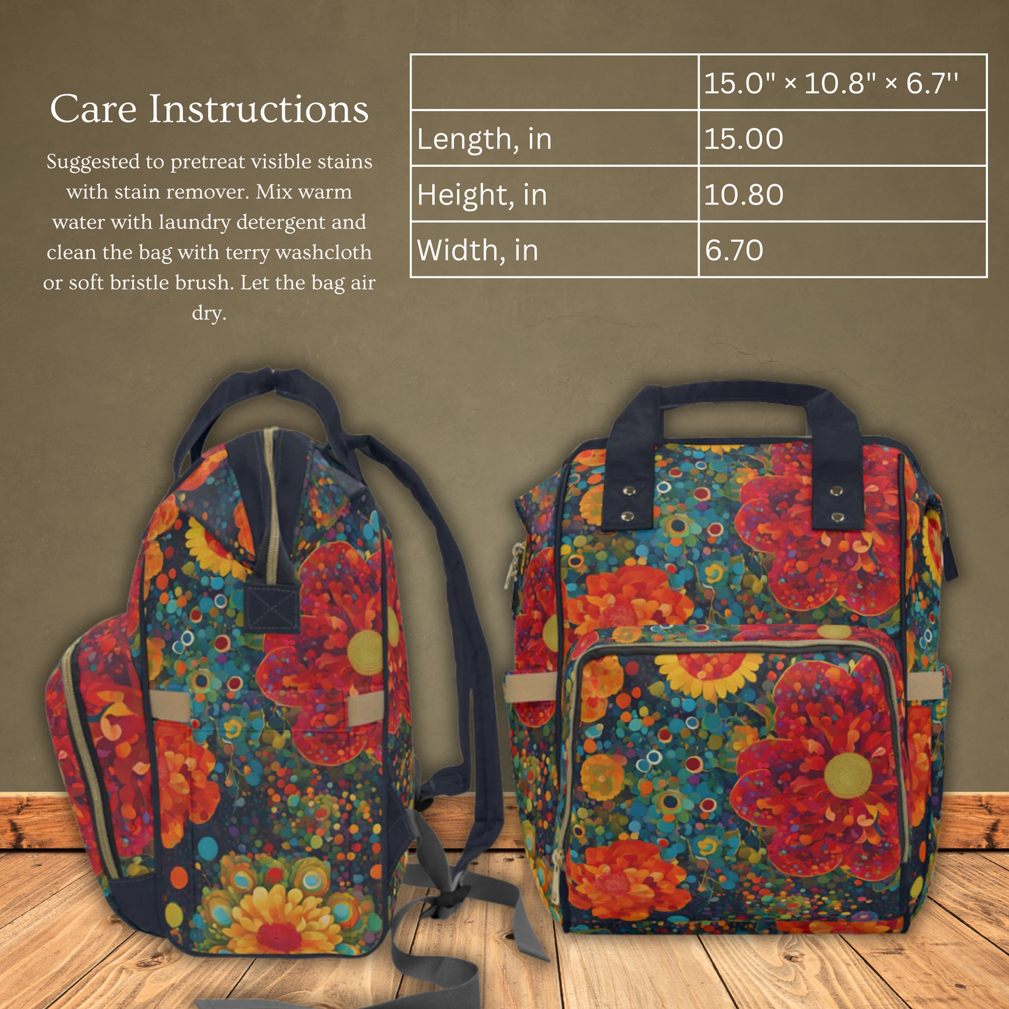 Confetti Flowers Multifunctional Diaper Backpack