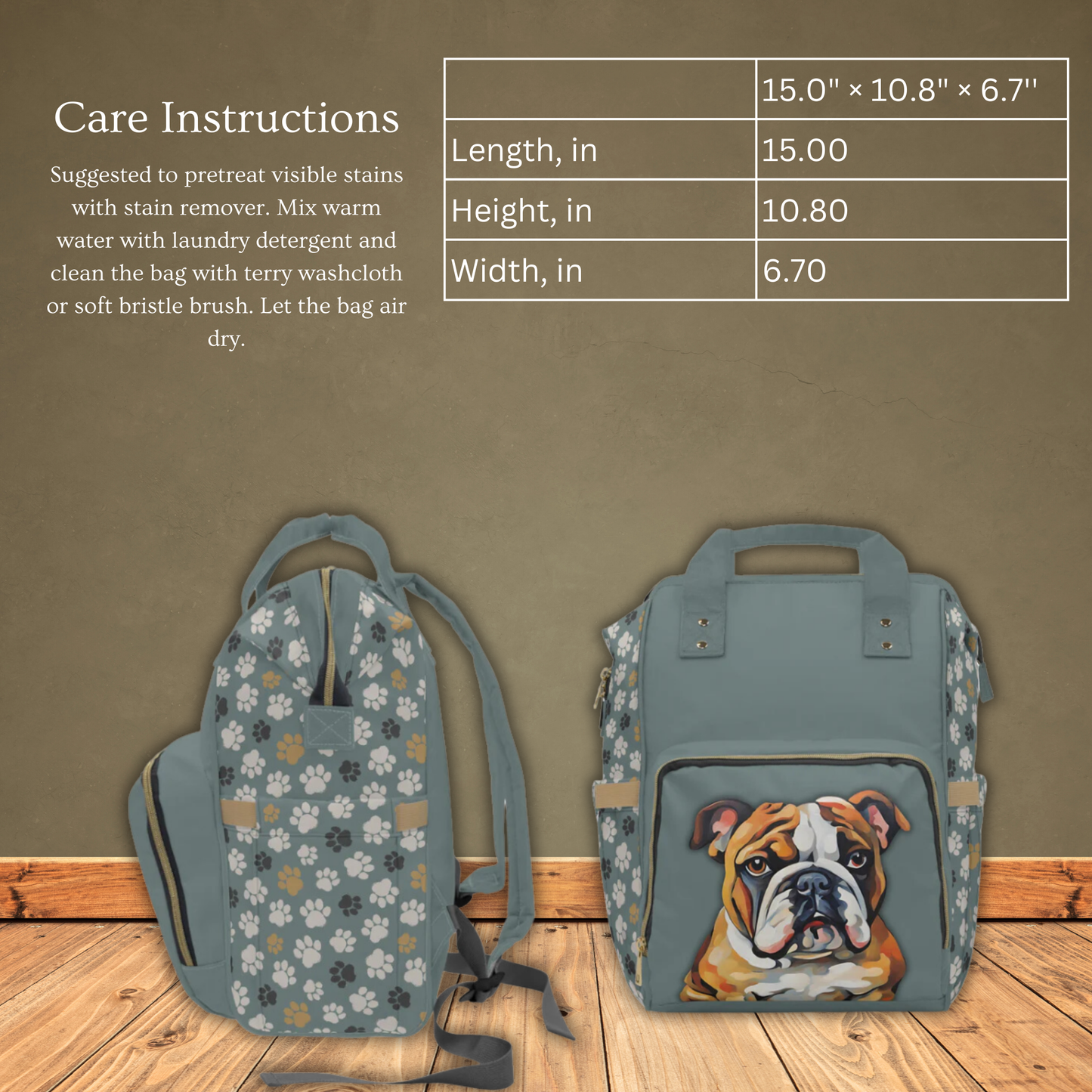 English Bulldog Multifunctional Backpack