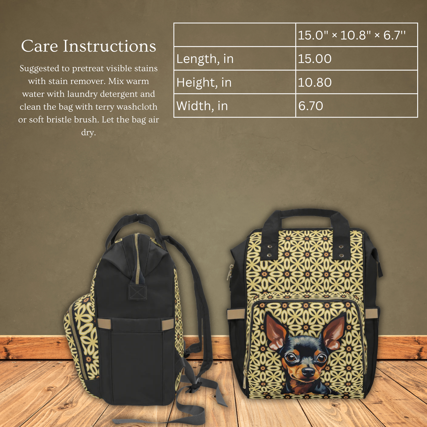 Miniature Doberman Pinscher Multifunctional  Backpack