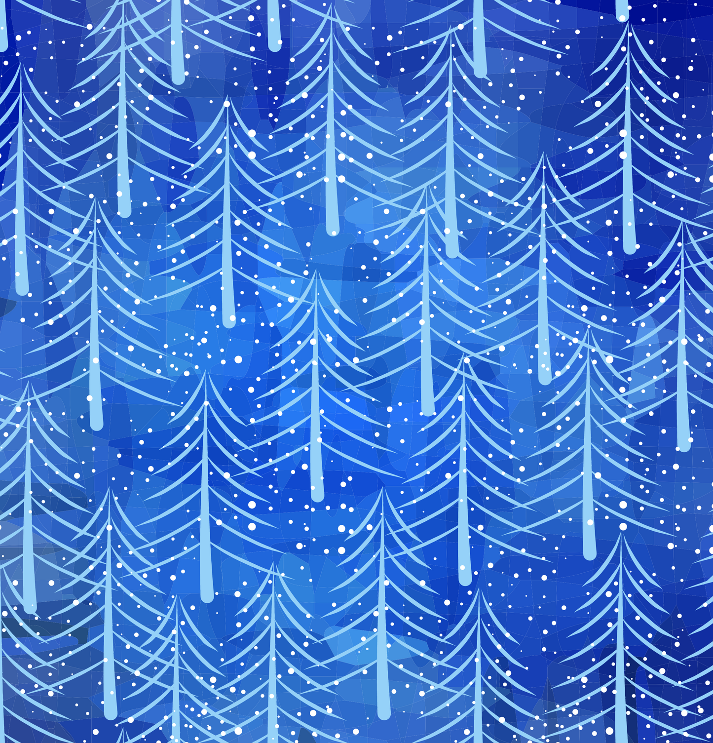 Blue Christmas Trees Polyester Shower Curtain