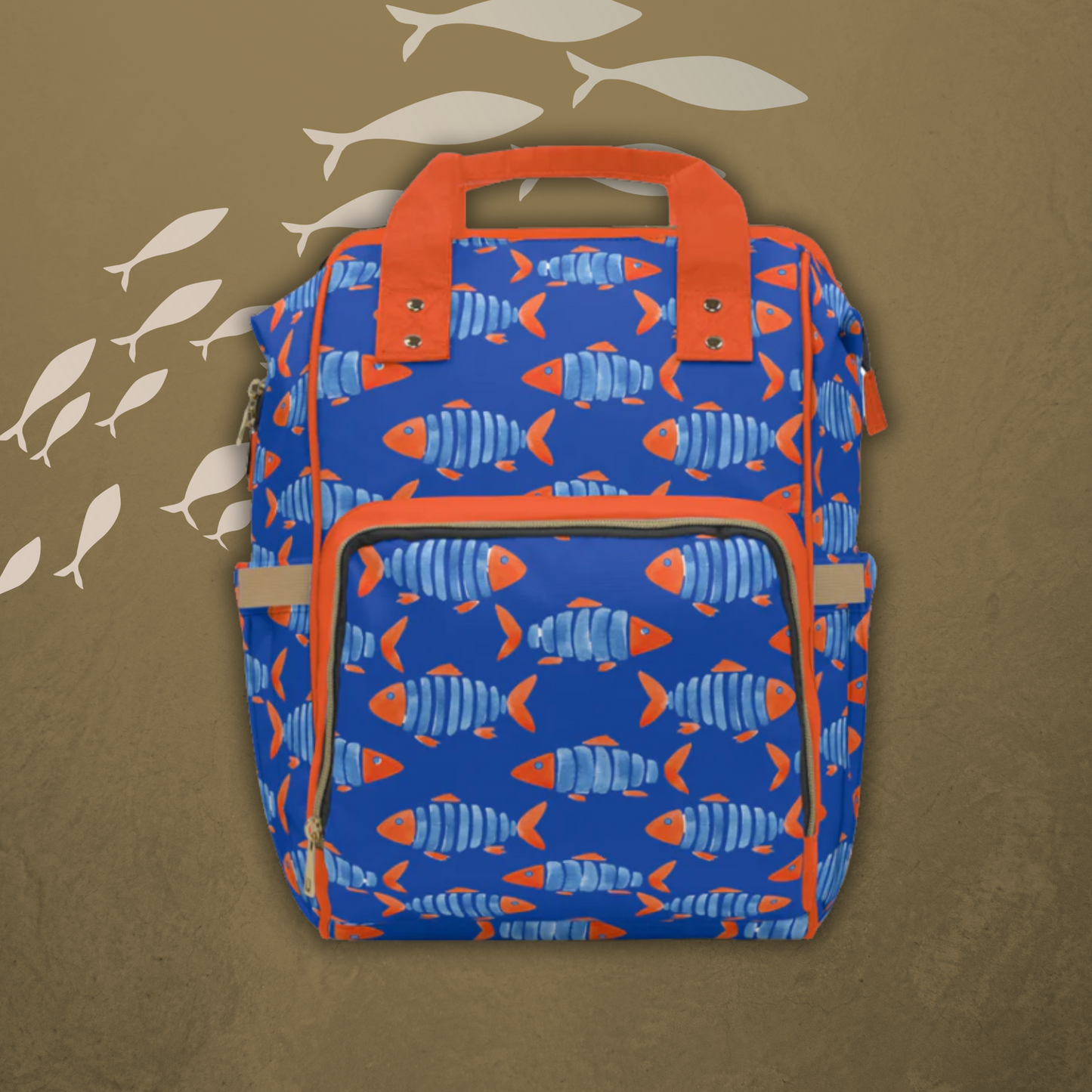 Fish Batik Multifunctional Diaper Backpack